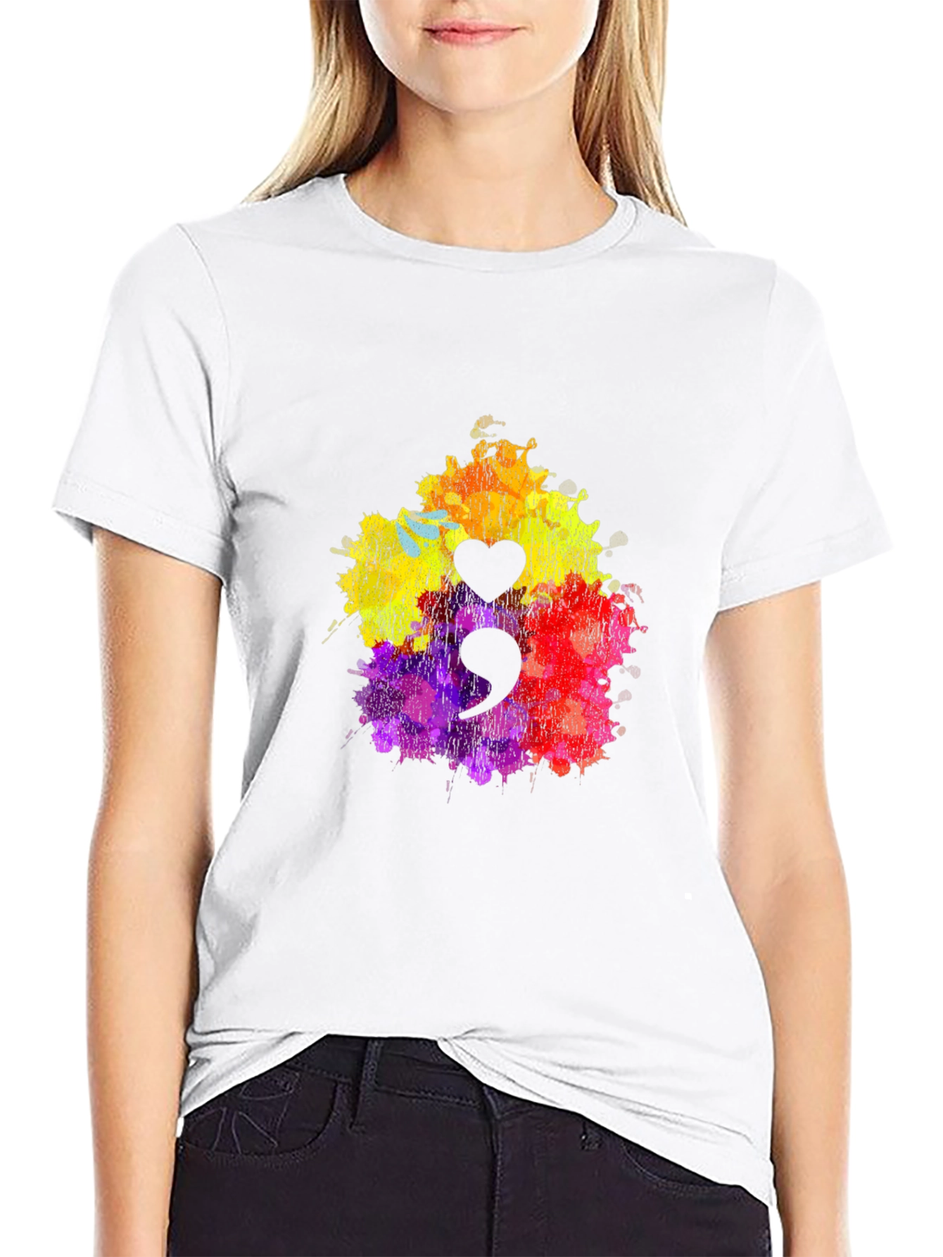 Semicolon Heart T-Shirt - Mental Health Awareness