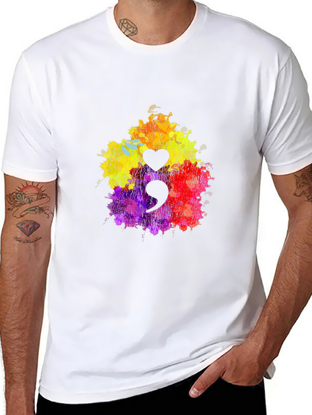 Semicolon Heart T-Shirt - Mental Health Awareness