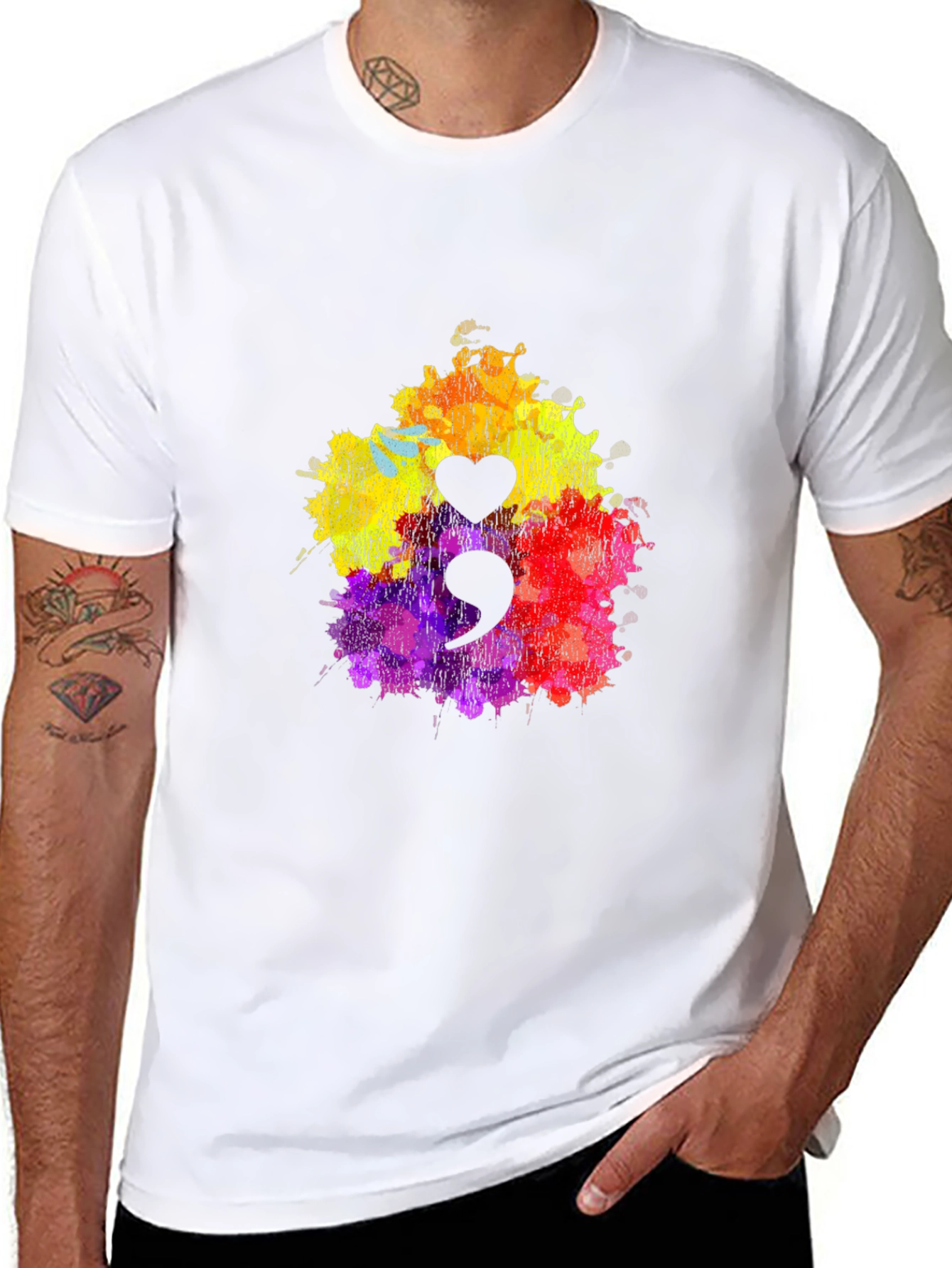 Semicolon Heart T-Shirt - Mental Health Awareness