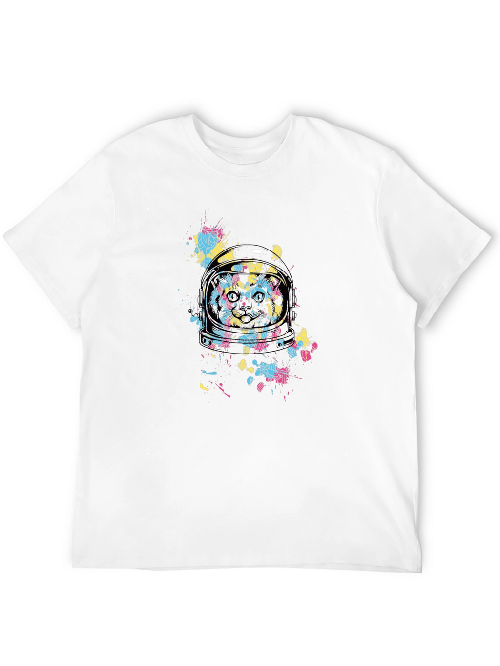 Astronaut Cat Graphic Black T-Shirt