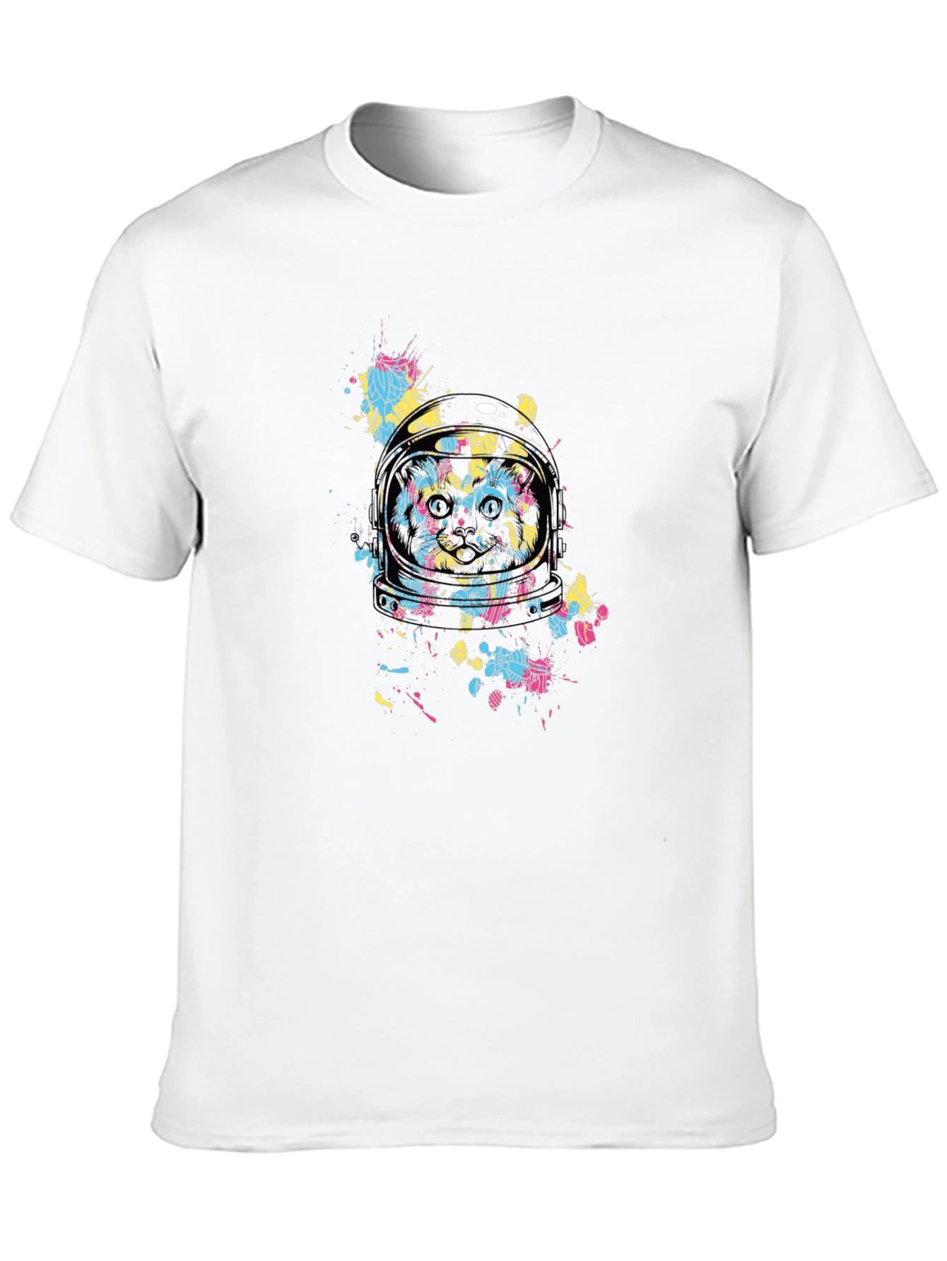 Astronaut Cat Graphic Black T-Shirt