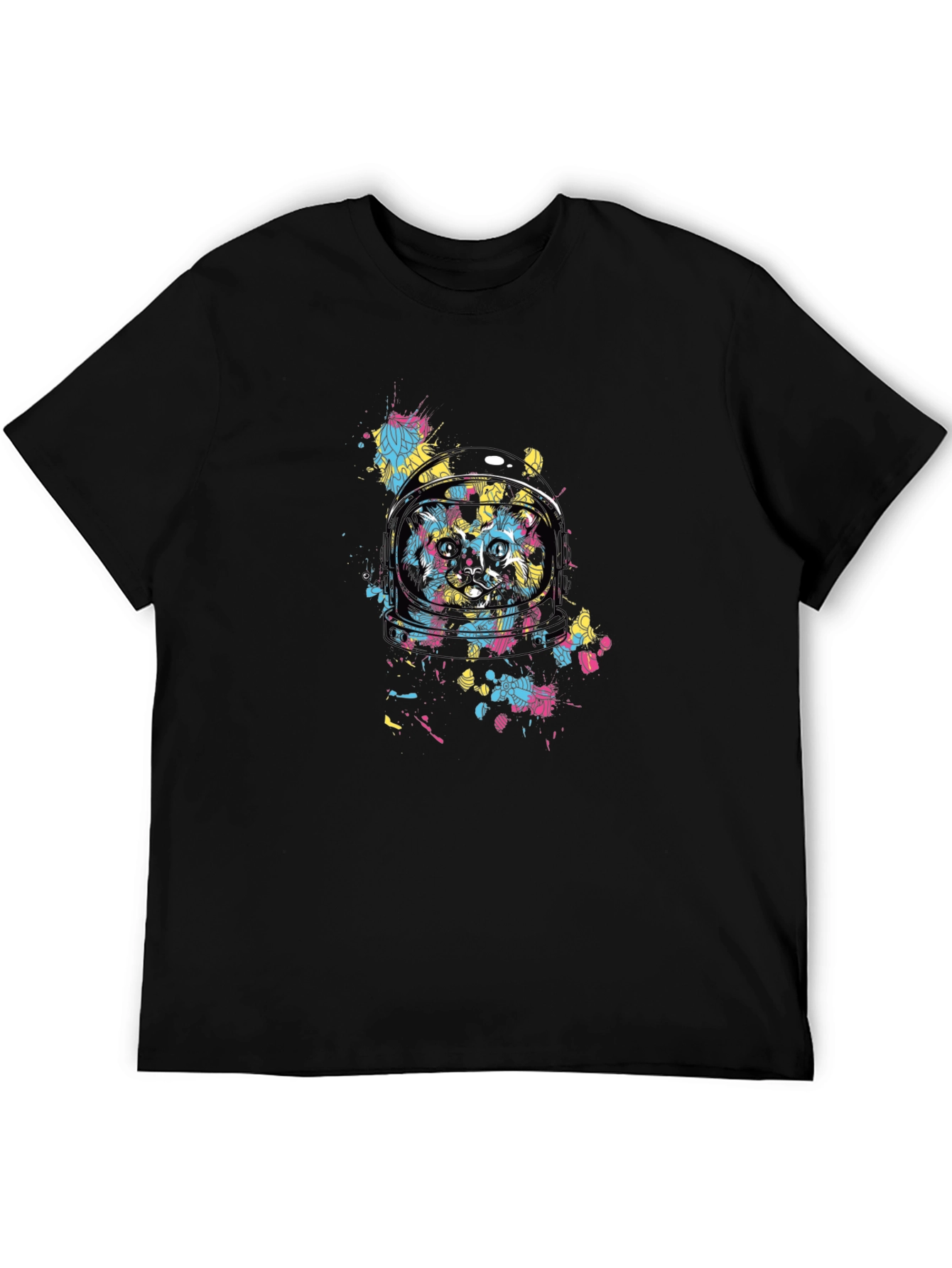Astronaut Cat Graphic Black T-Shirt
