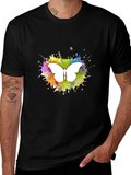 Butterfly Splatter Art T-Shirt - Black