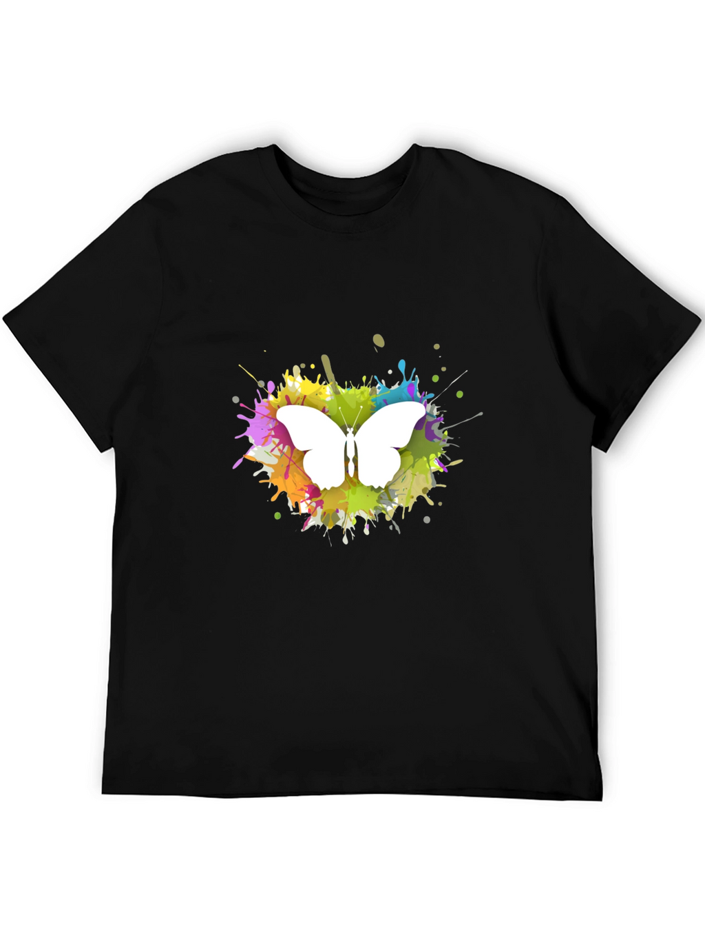 Butterfly Splatter Art T-Shirt - Black