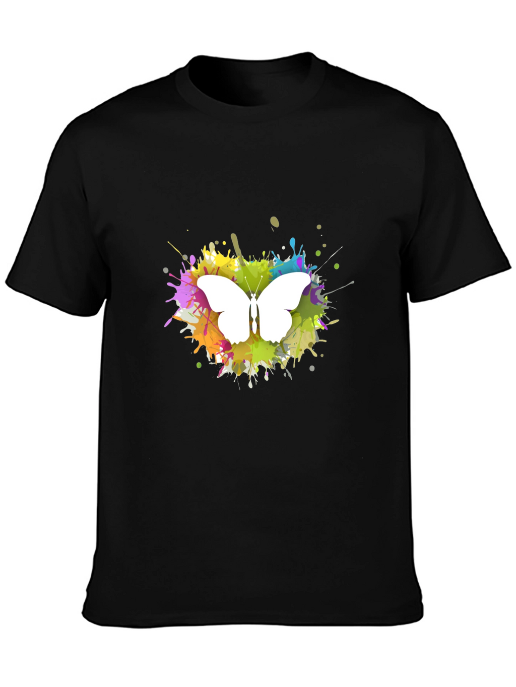 Butterfly Splatter Art T-Shirt - Black