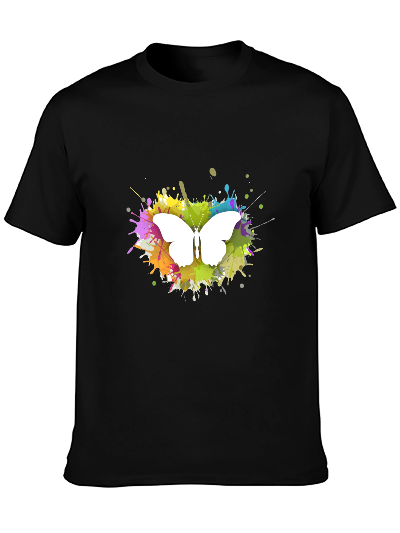 Butterfly Splatter Art T-Shirt - Black