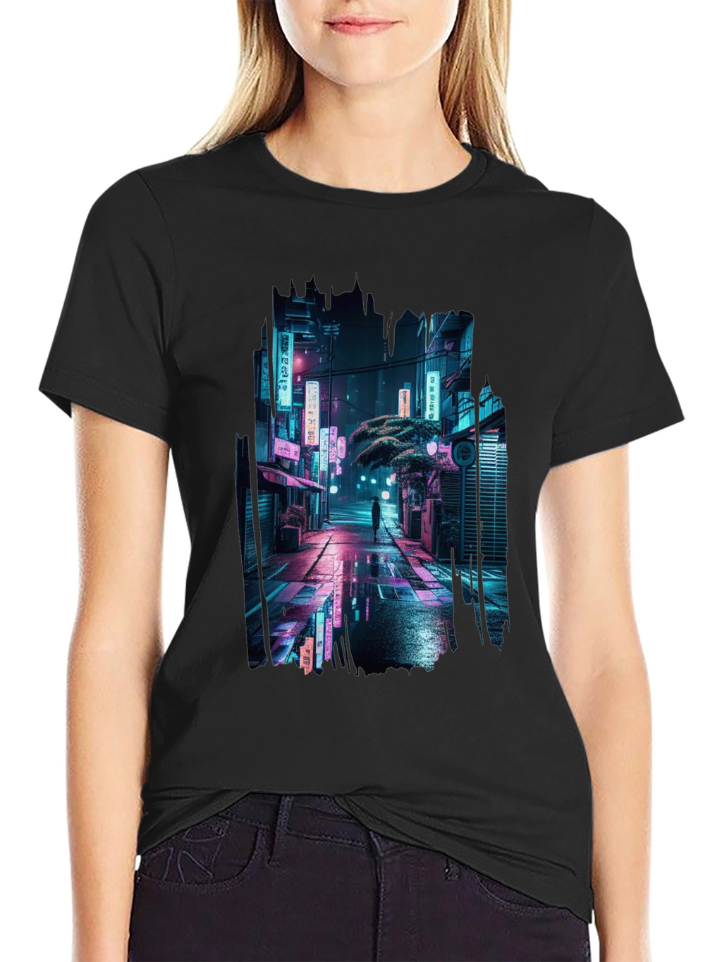 Cyberpunk City Street T-Shirt