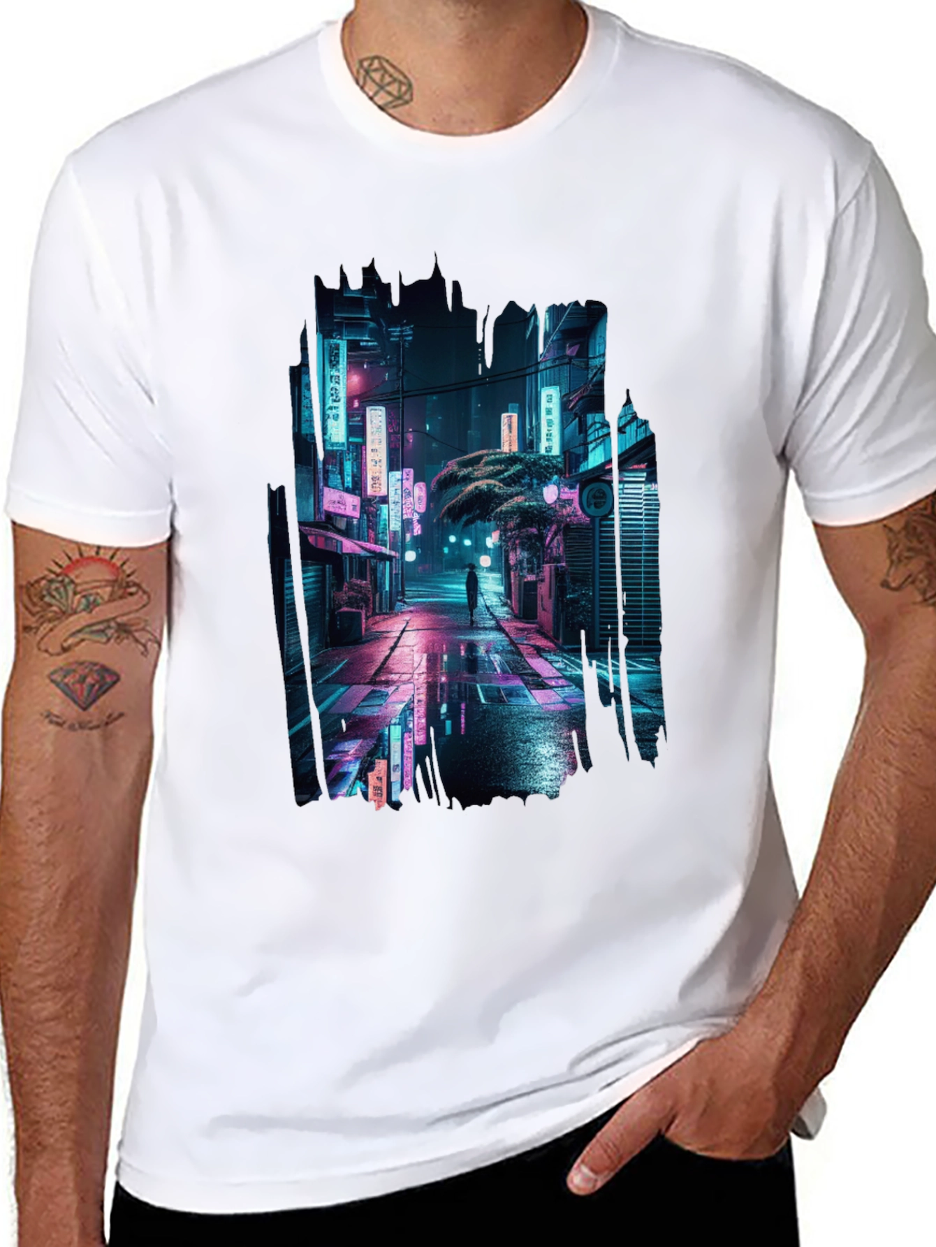 Cyberpunk City Street T-Shirt