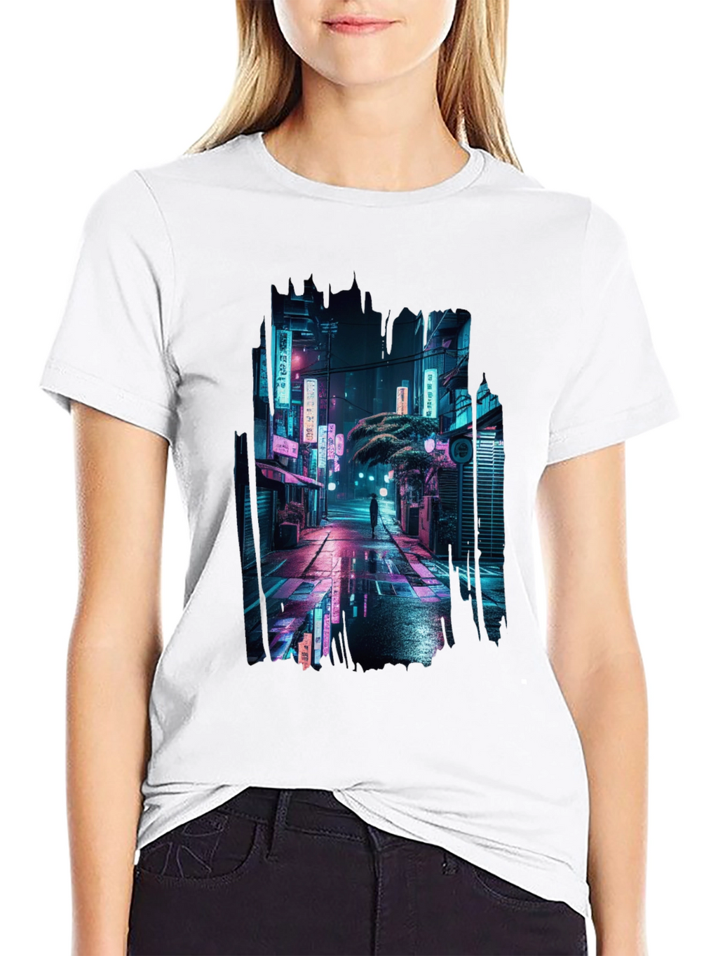 Cyberpunk City Street T-Shirt