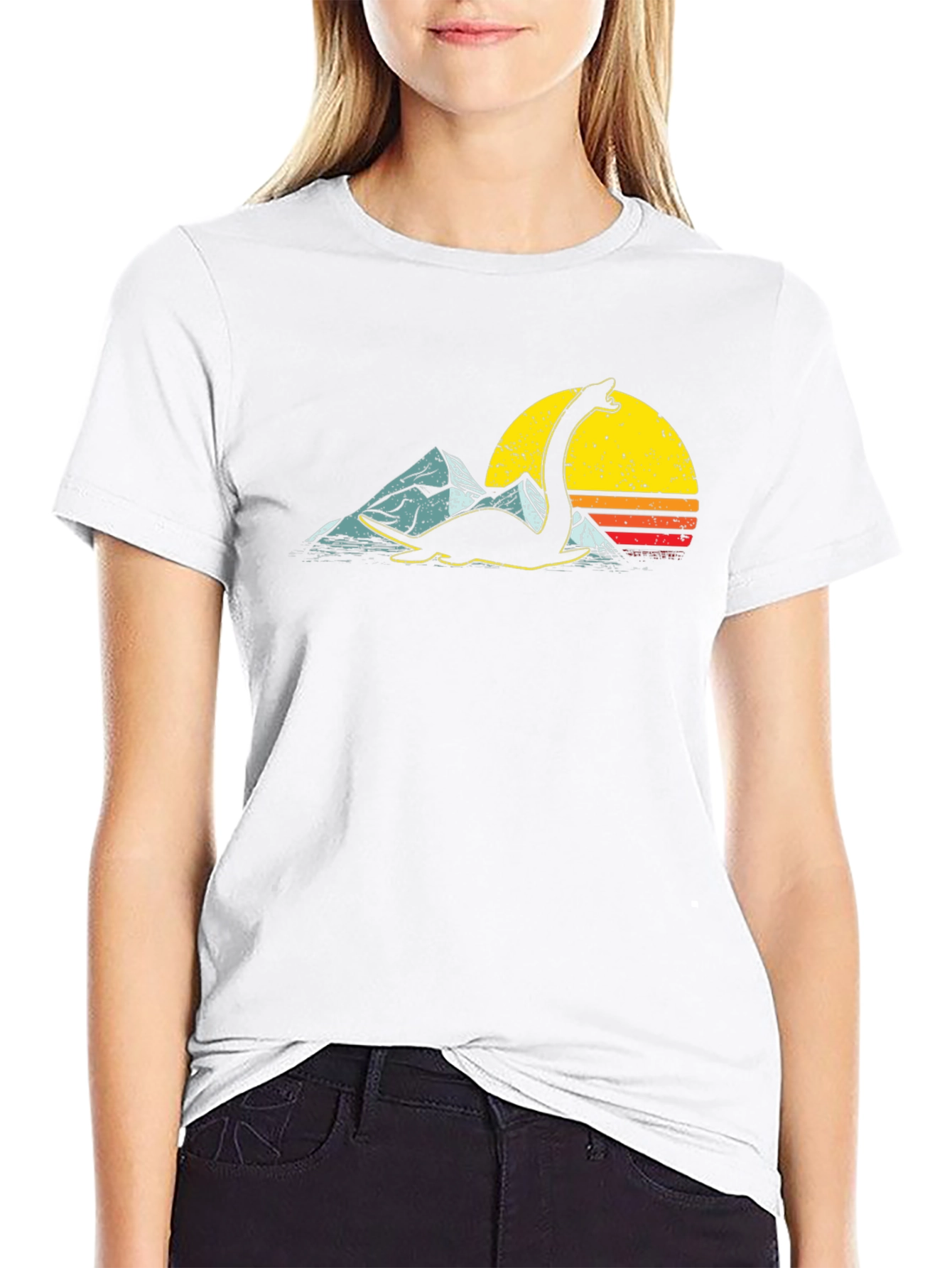 Loch Ness Monster Graphic Tee - Retro Sunset Design