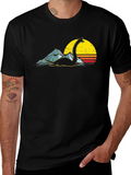 Loch Ness Monster Graphic Tee - Retro Sunset Design