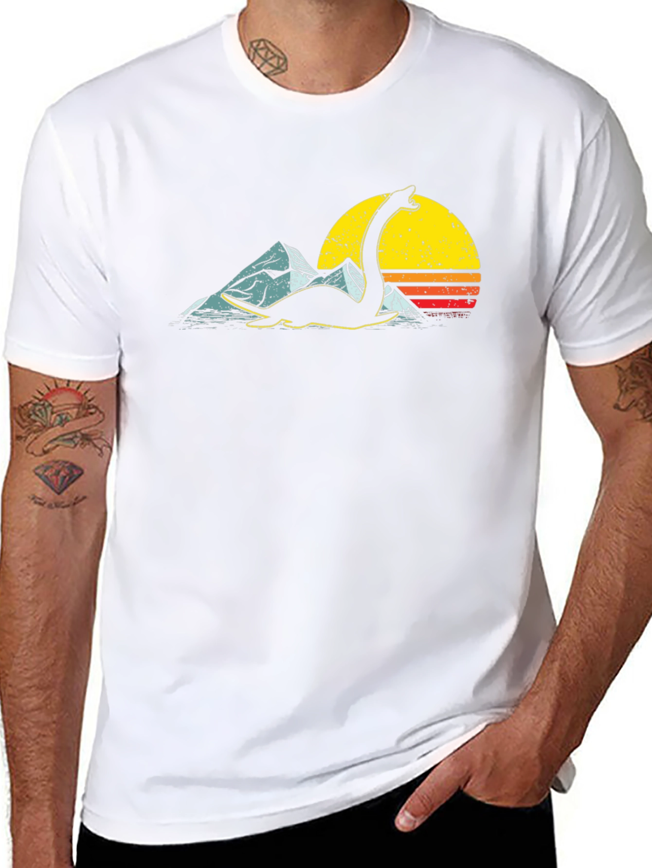 Loch Ness Monster Graphic Tee - Retro Sunset Design