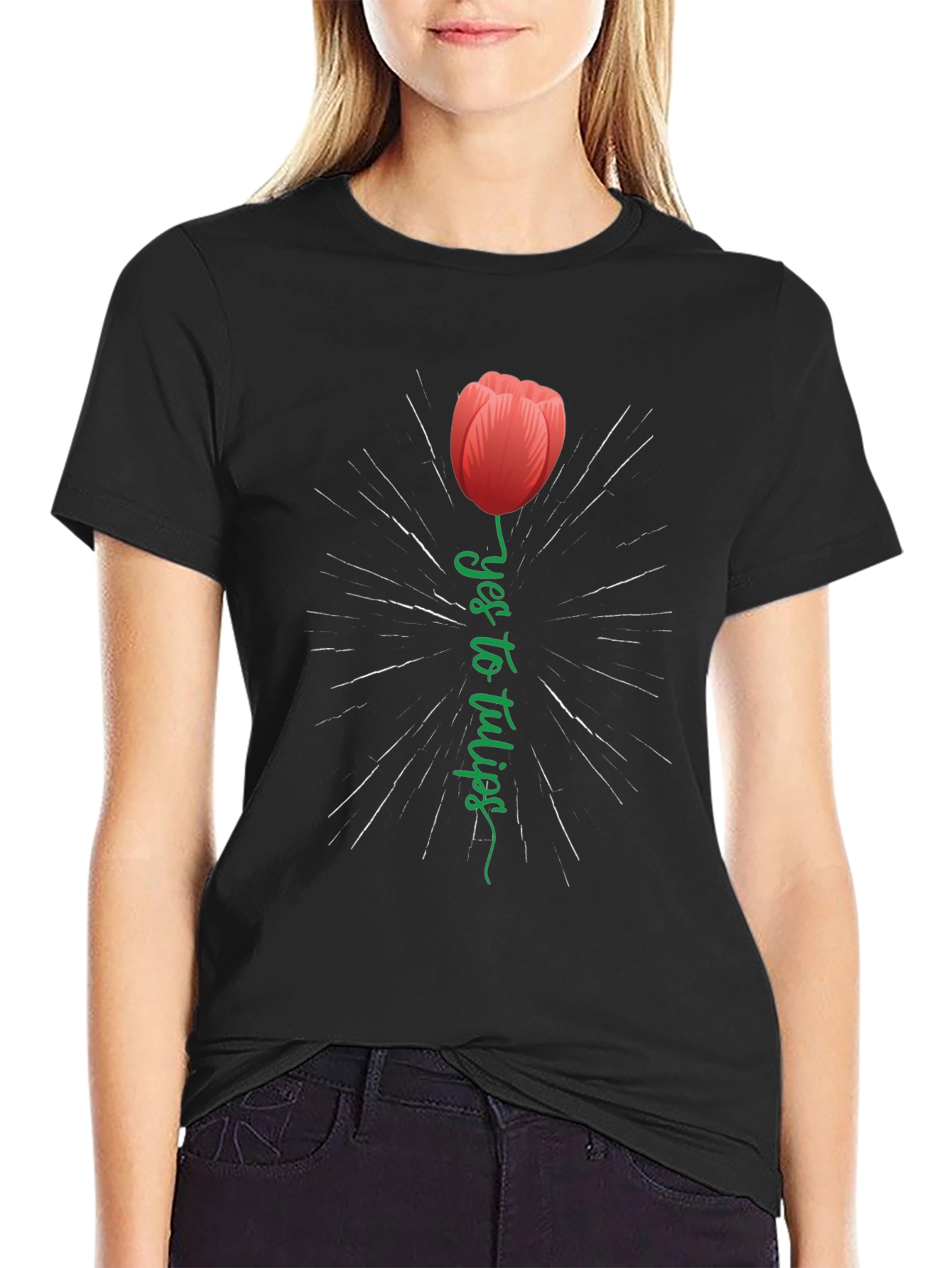 Yes to Tulips Graphic Tee - Stylish Floral Design