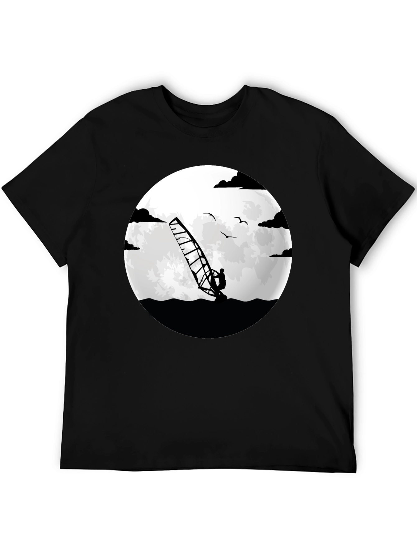 Windsurfer Graphic Tee - Black Crew Neck
