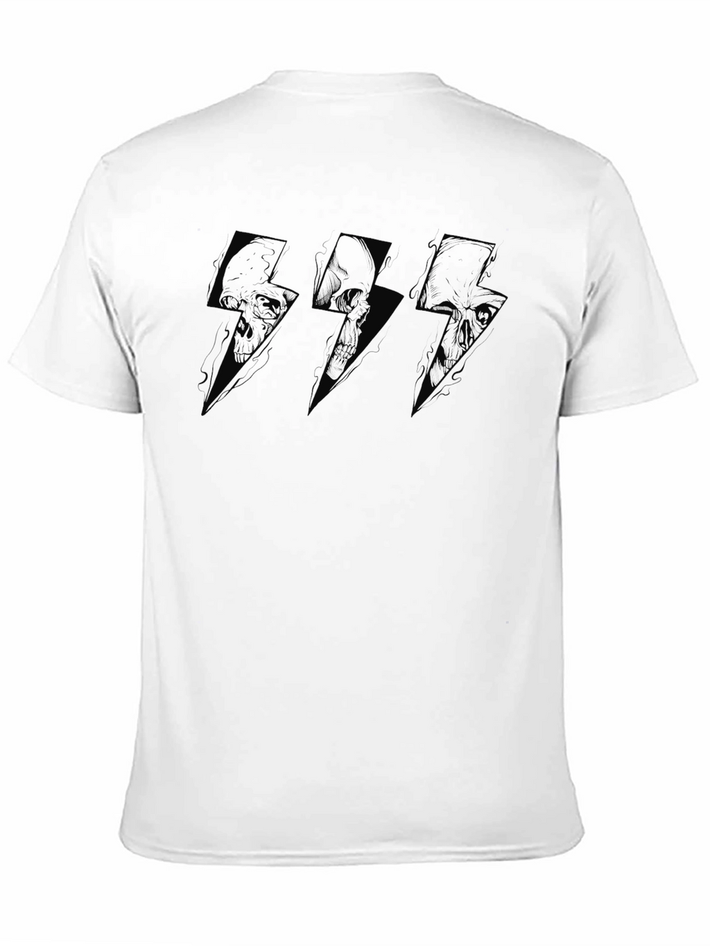Skull Lightning Bolt Graphic T-Shirt - Black