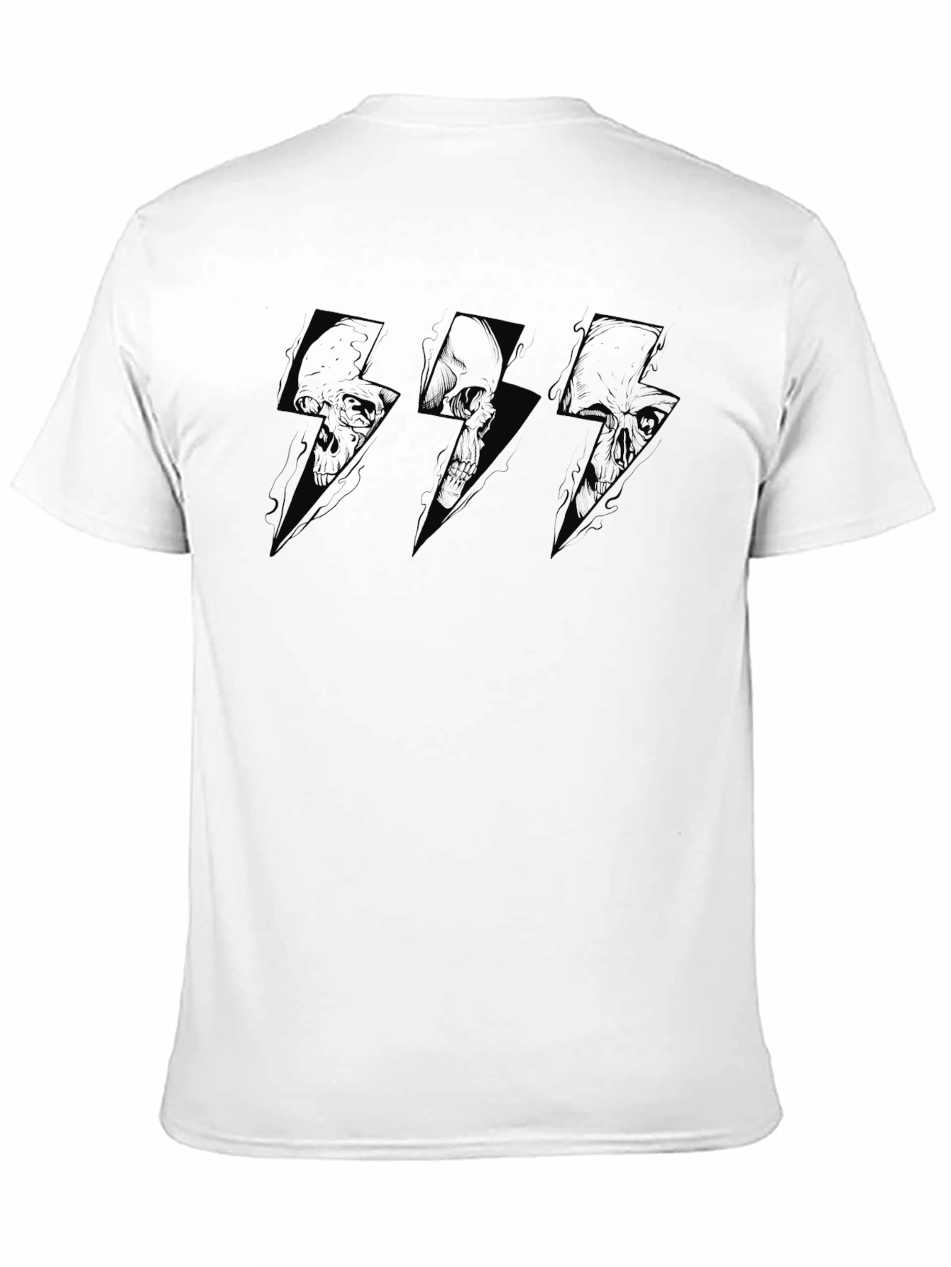 Skull Lightning Bolt Graphic T-Shirt - Black