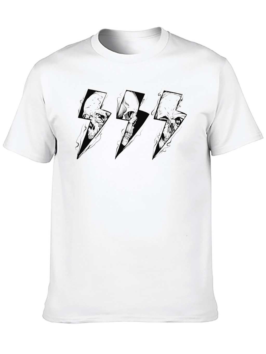 Skull Lightning Bolt Graphic T-Shirt - Black