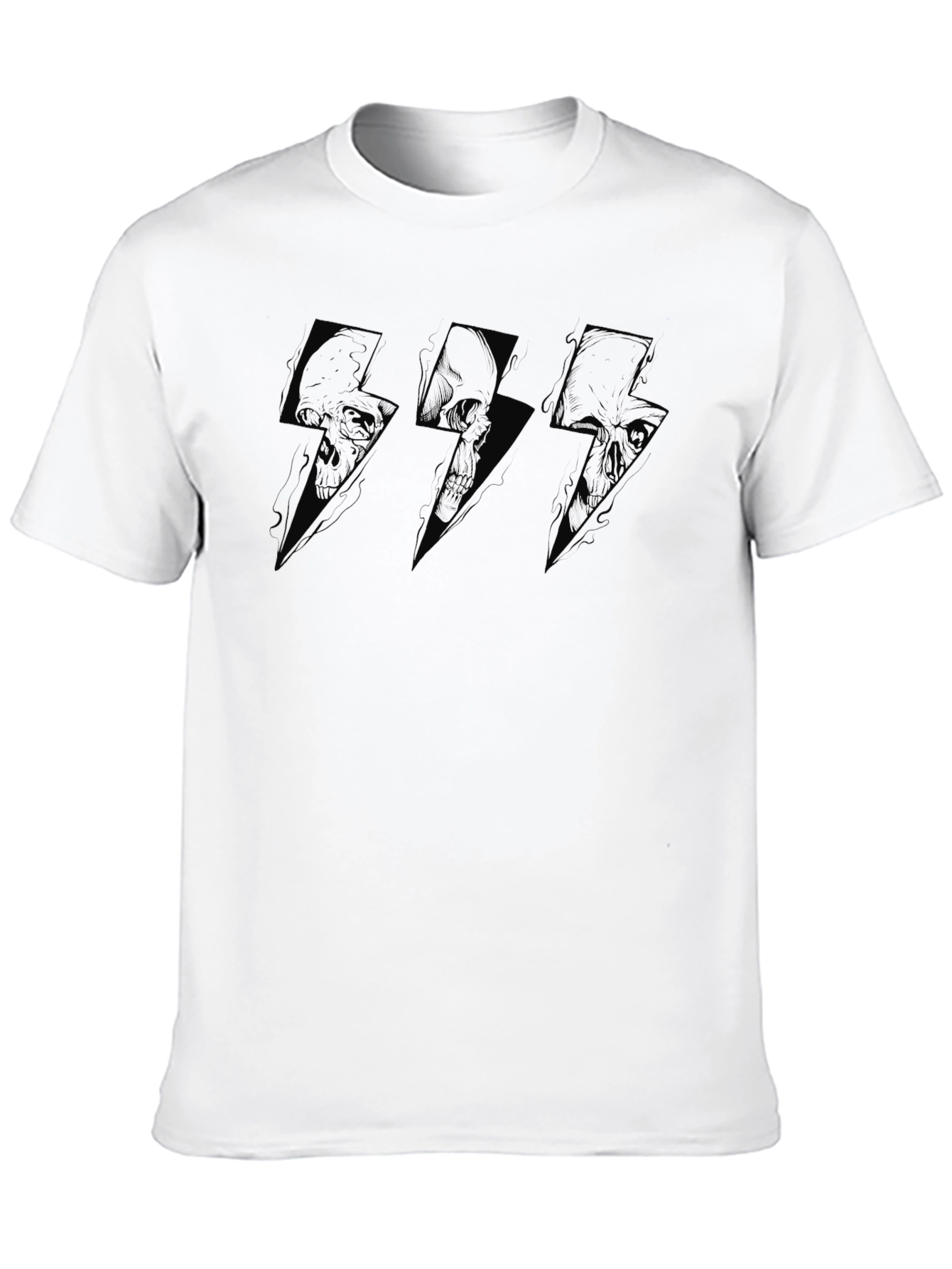 Skull Lightning Bolt Graphic T-Shirt - Black