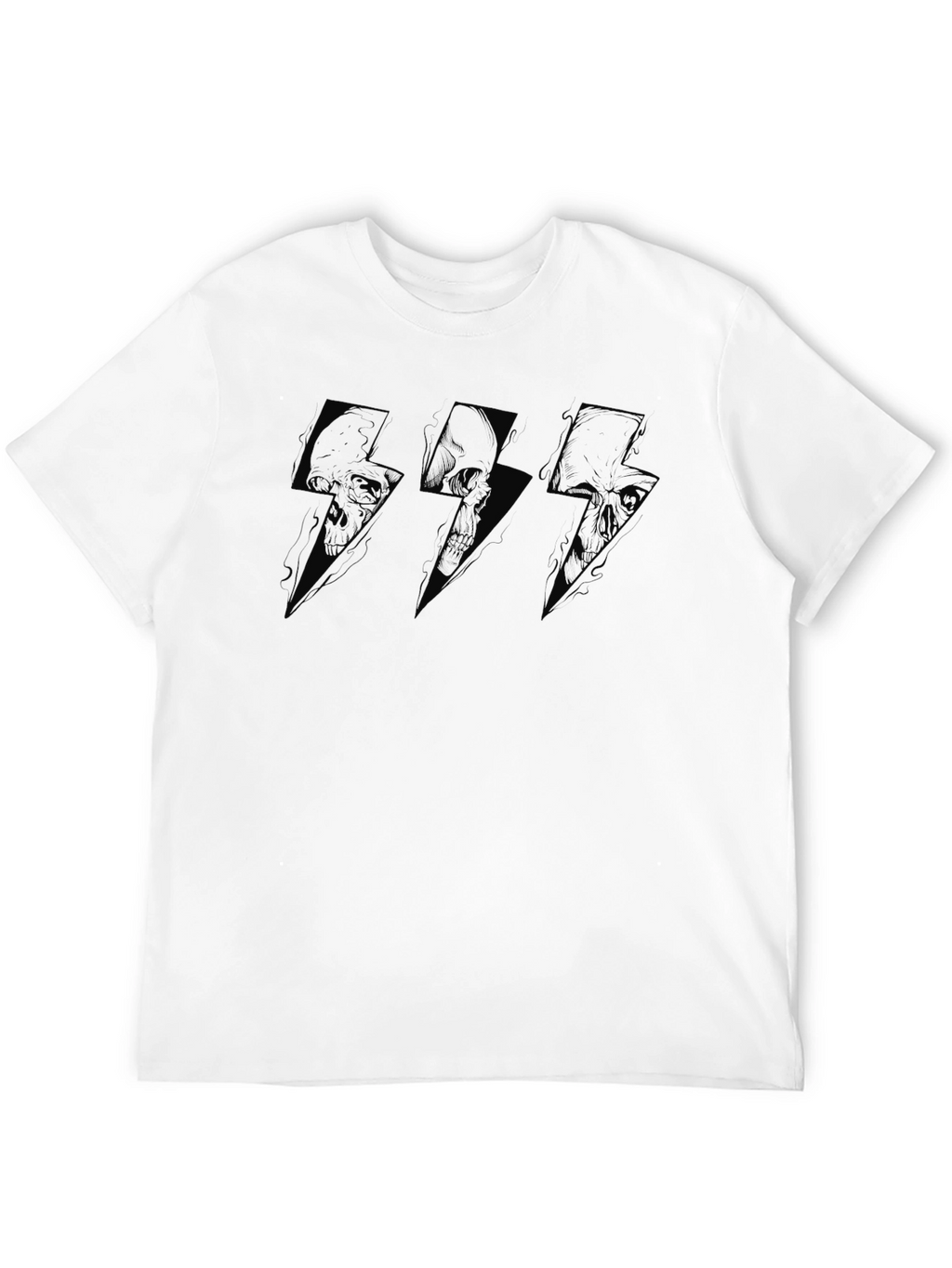 Skull Lightning Bolt Graphic T-Shirt - Black