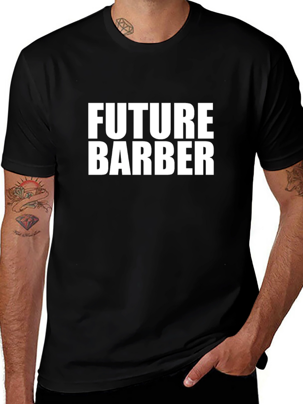 Future Barber T-Shirt - Black Crew Neck Graphic Tee