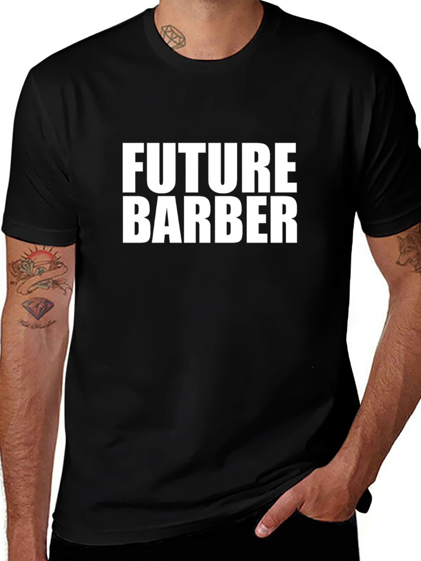Future Barber T-Shirt - Black Crew Neck Graphic Tee