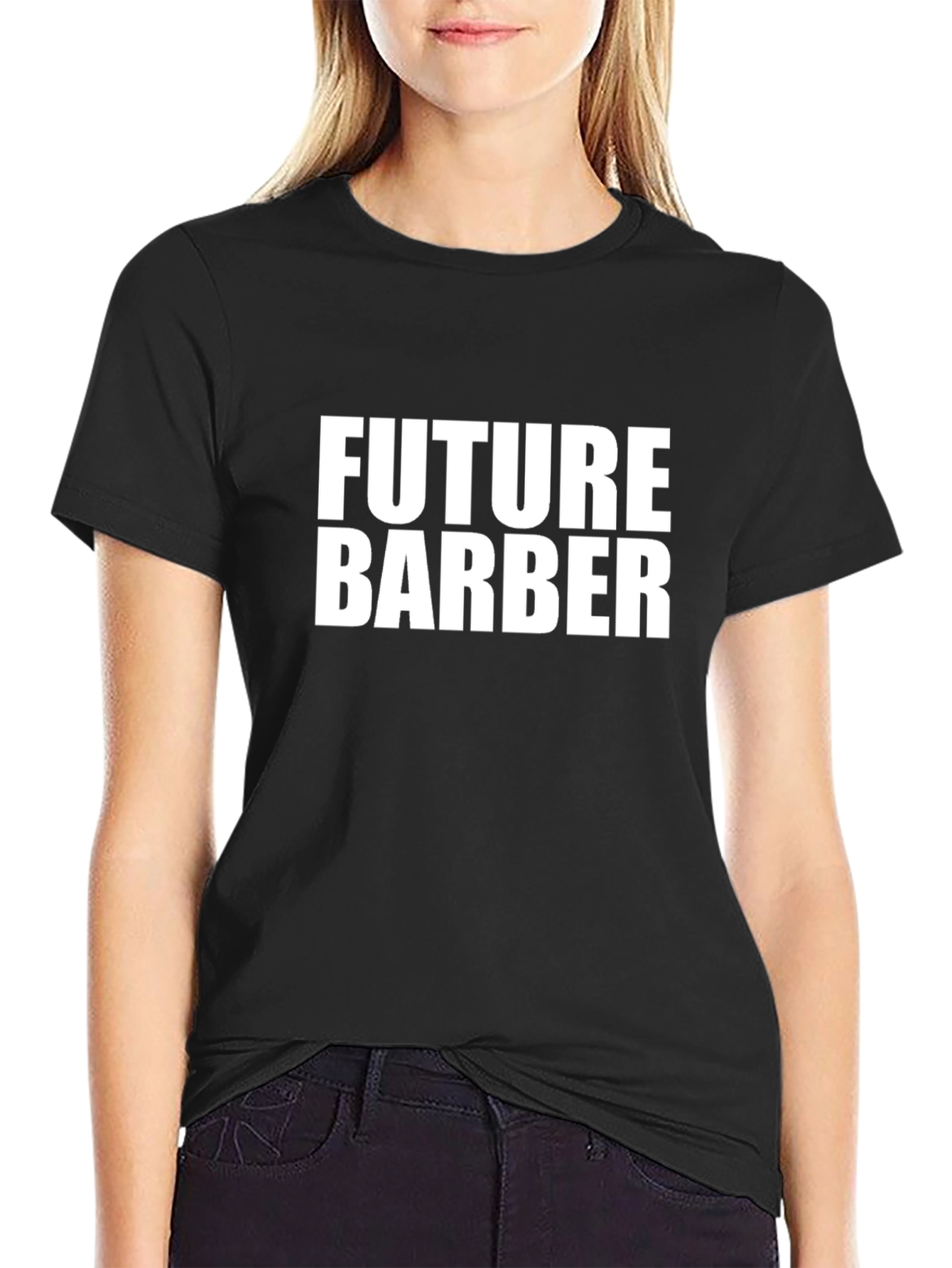 Future Barber T-Shirt - Black Crew Neck Graphic Tee