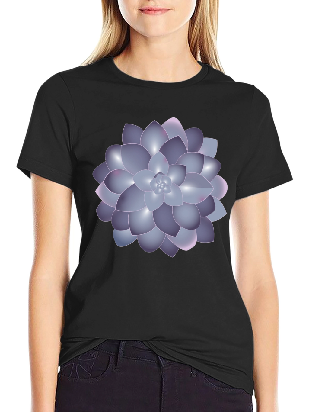 Succulent Graphic Black T-Shirt
