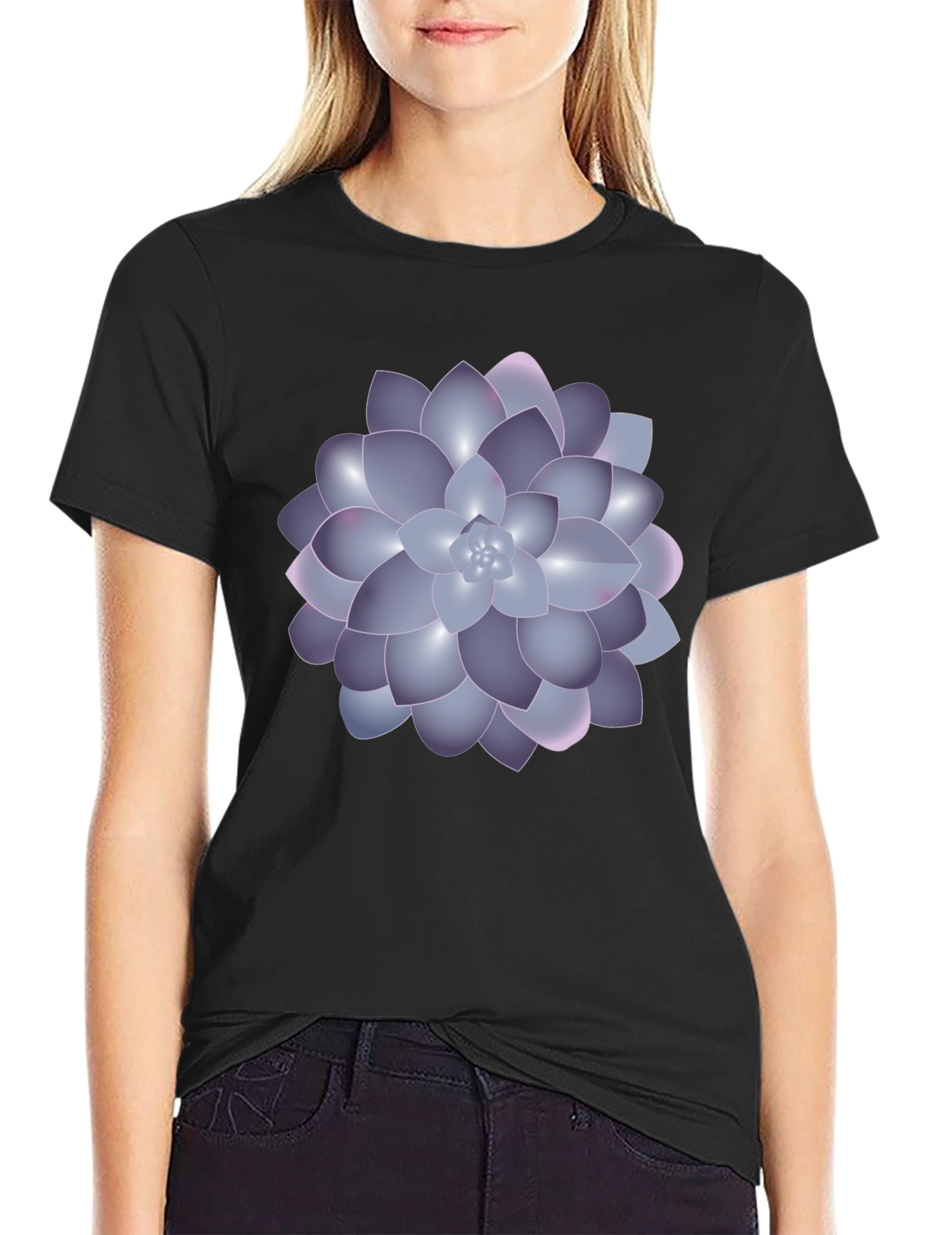 Succulent Graphic Black T-Shirt