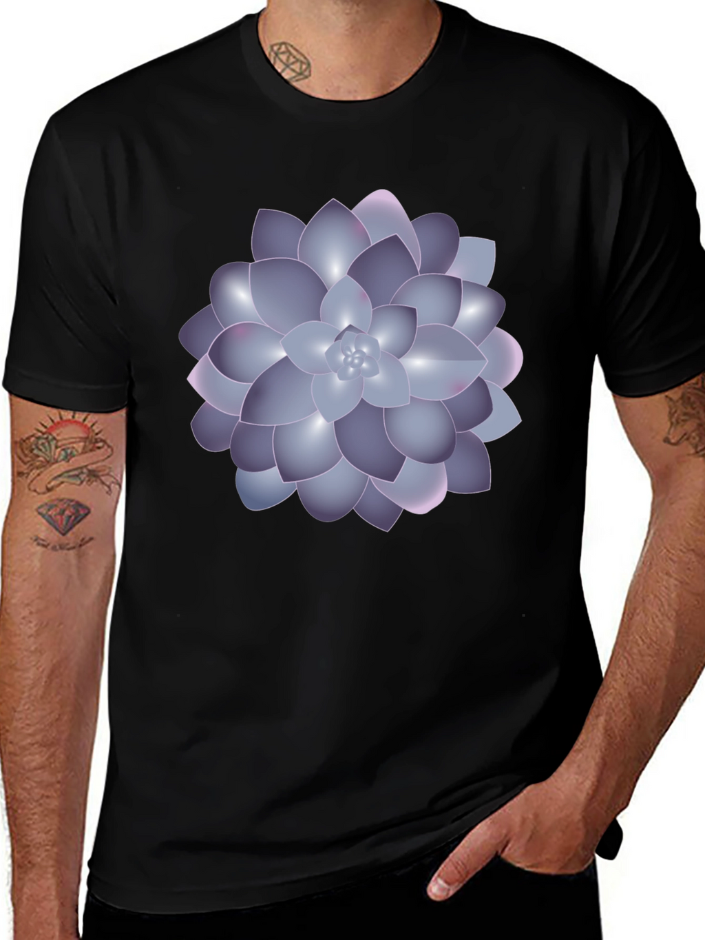 Succulent Graphic Black T-Shirt