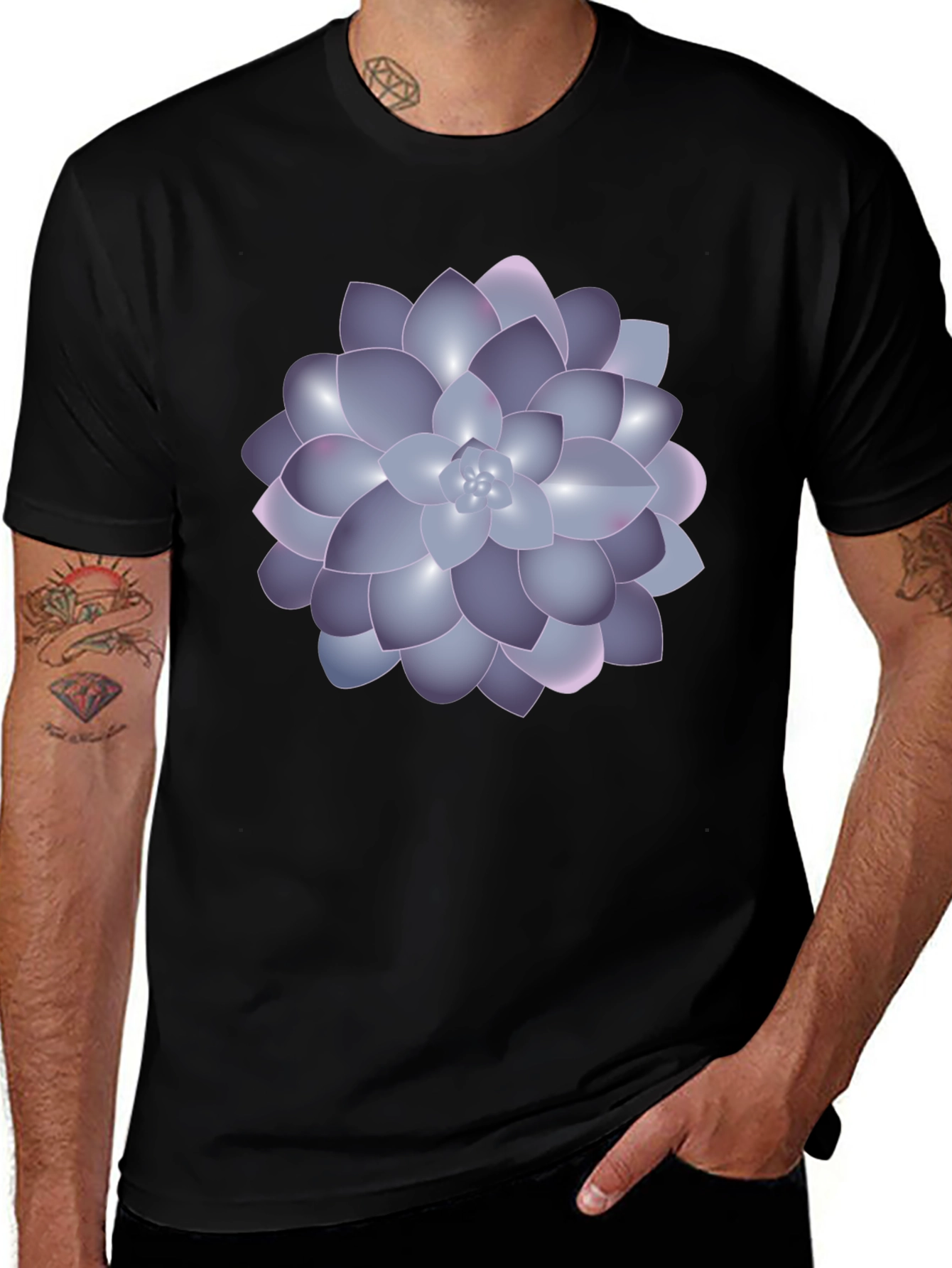 Succulent Graphic Black T-Shirt