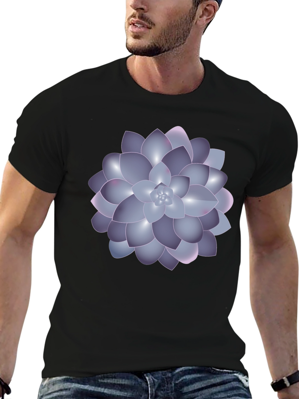 Succulent Graphic Black T-Shirt