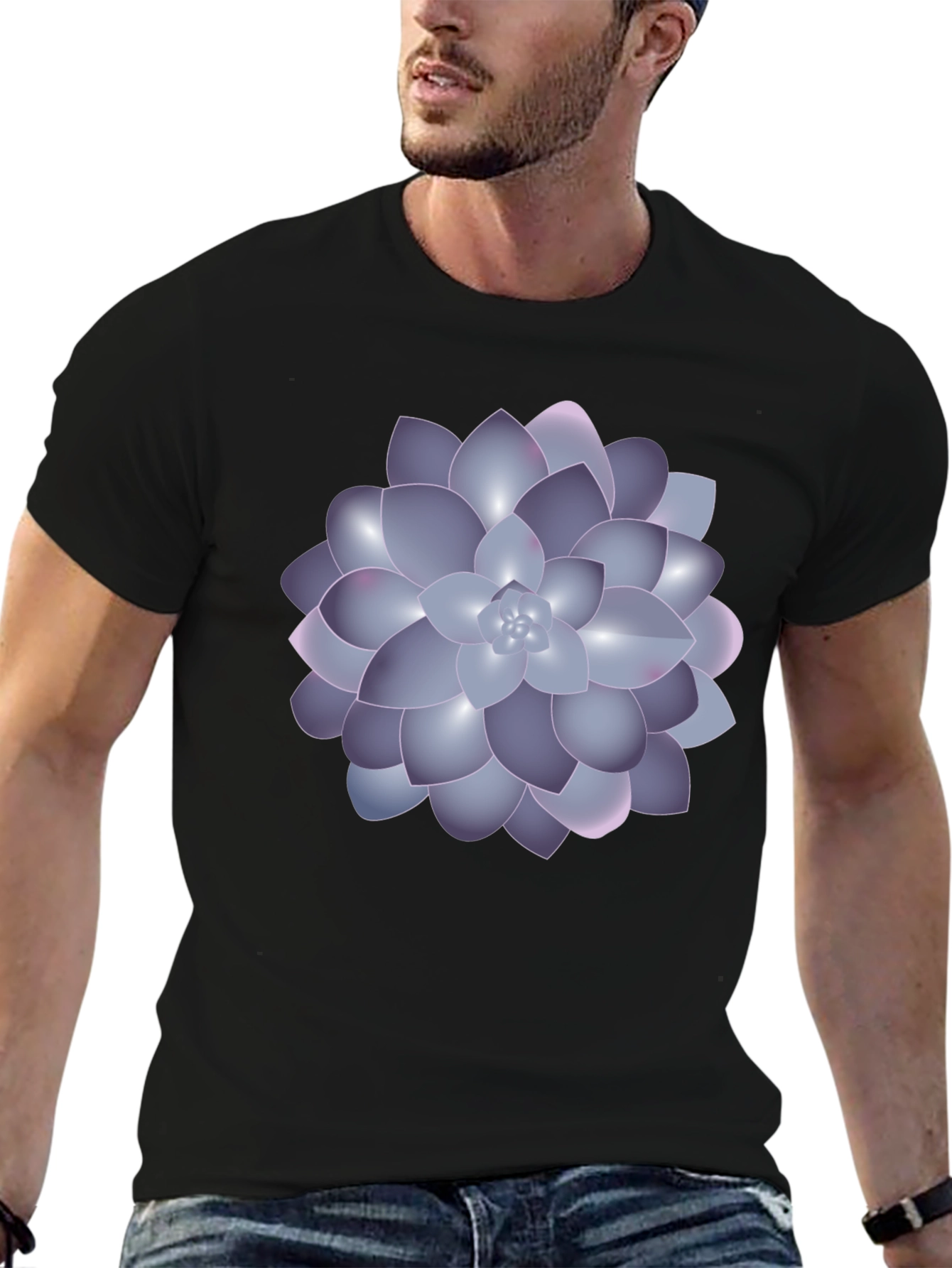 Succulent Graphic Black T-Shirt