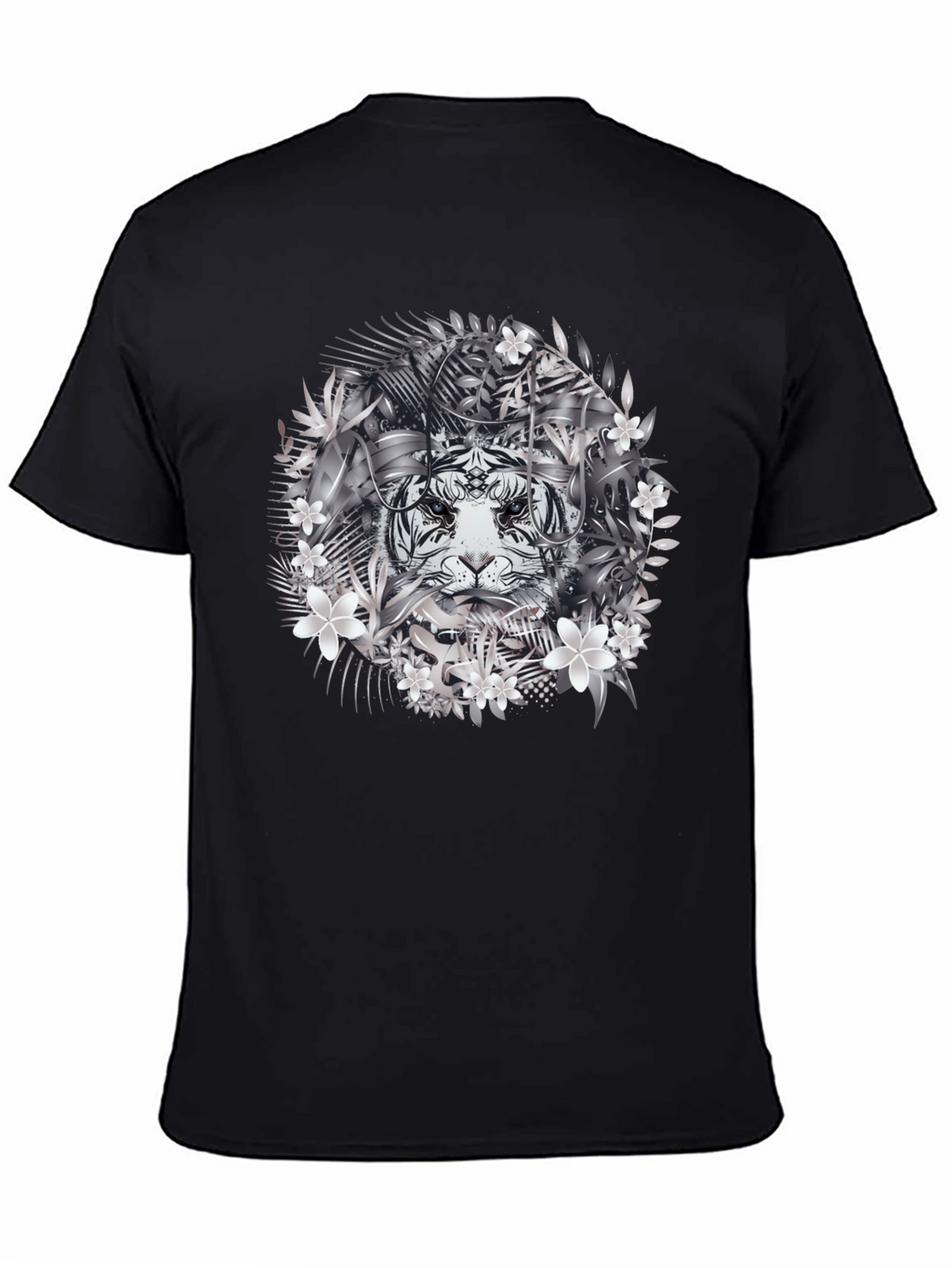 Tiger Floral Graphic Tee - Black Cotton
