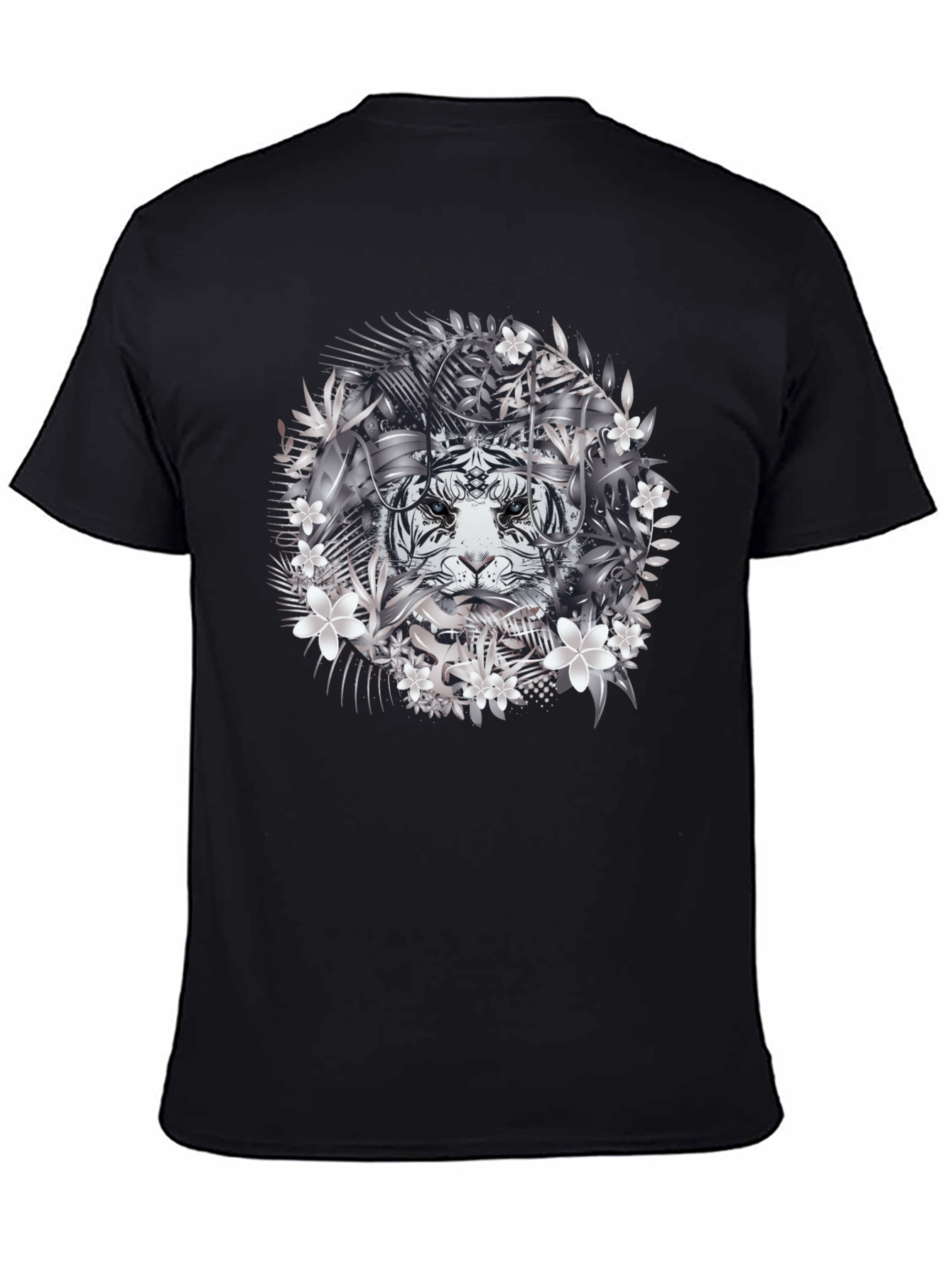 Tiger Floral Graphic Tee - Black Cotton
