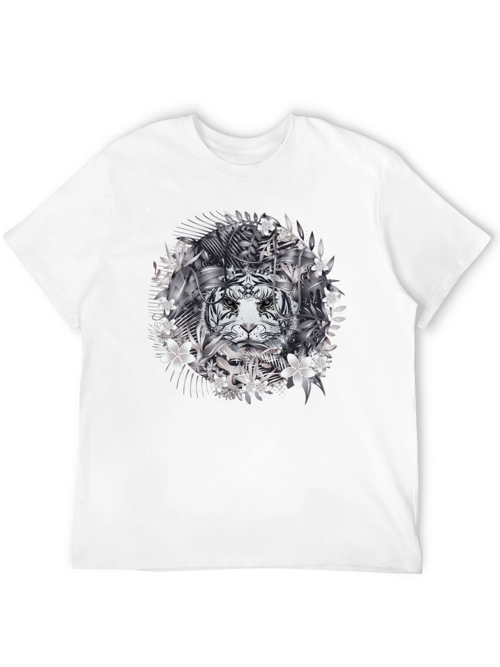 Tiger Floral Graphic Tee - Black Cotton