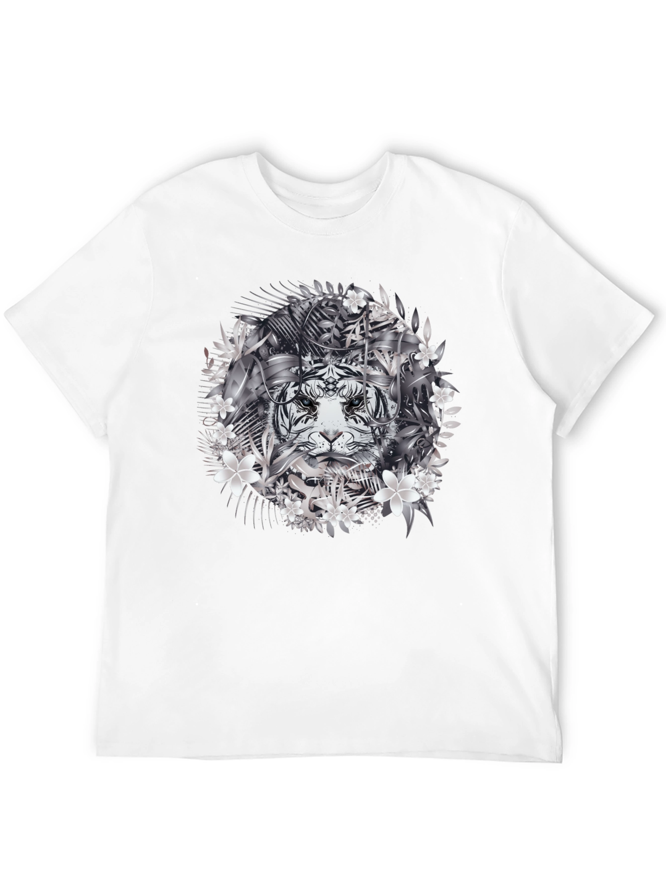 Tiger Floral Graphic Tee - Black Cotton