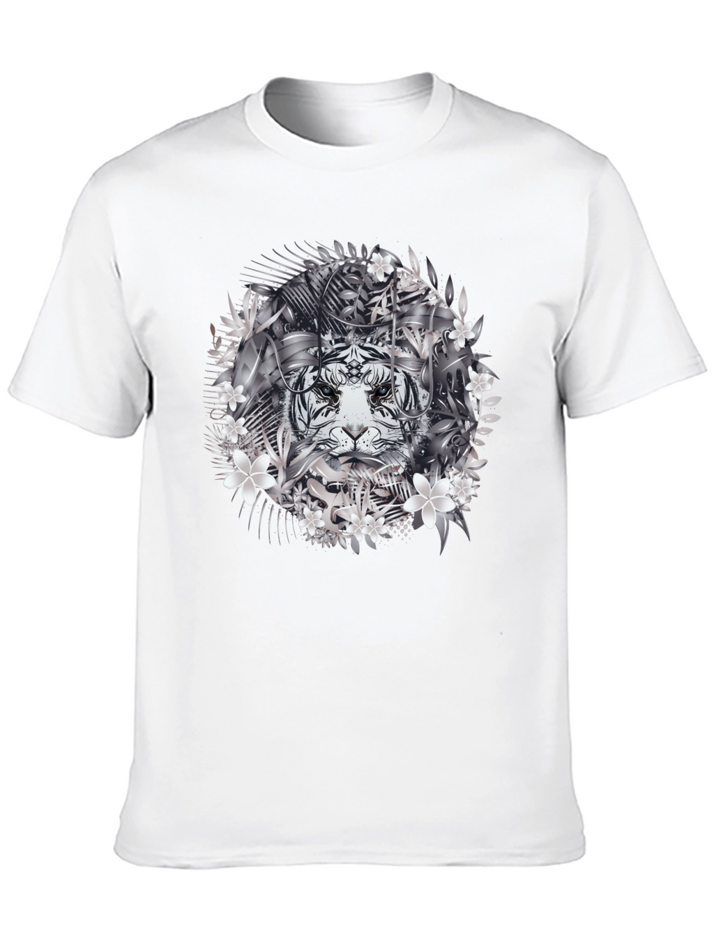 Tiger Floral Graphic Tee - Black Cotton
