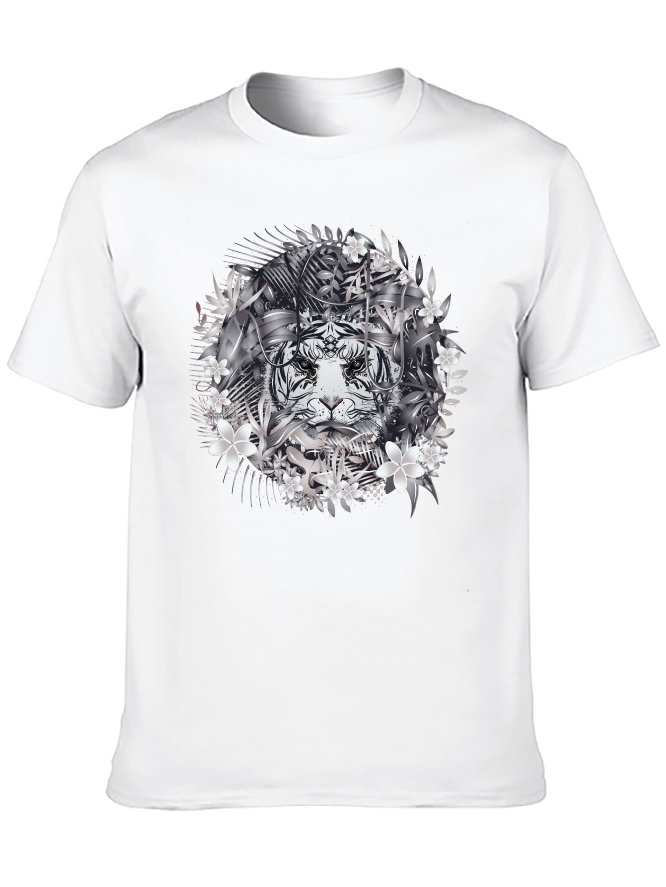 Tiger Floral Graphic Tee - Black Cotton