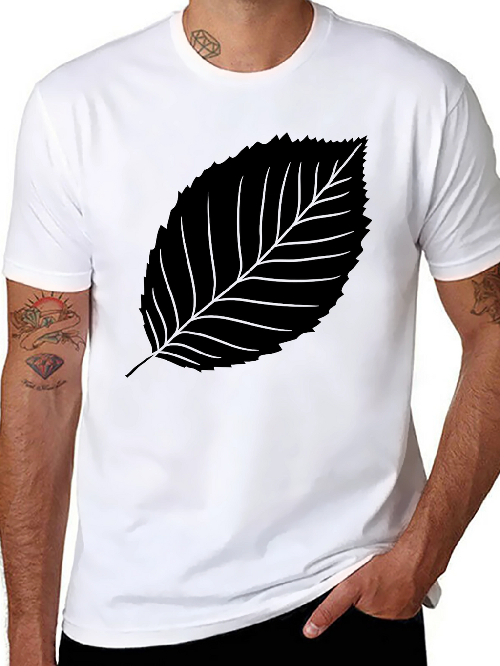 Black Leaf Graphic Tee - Stylish & Comfortable