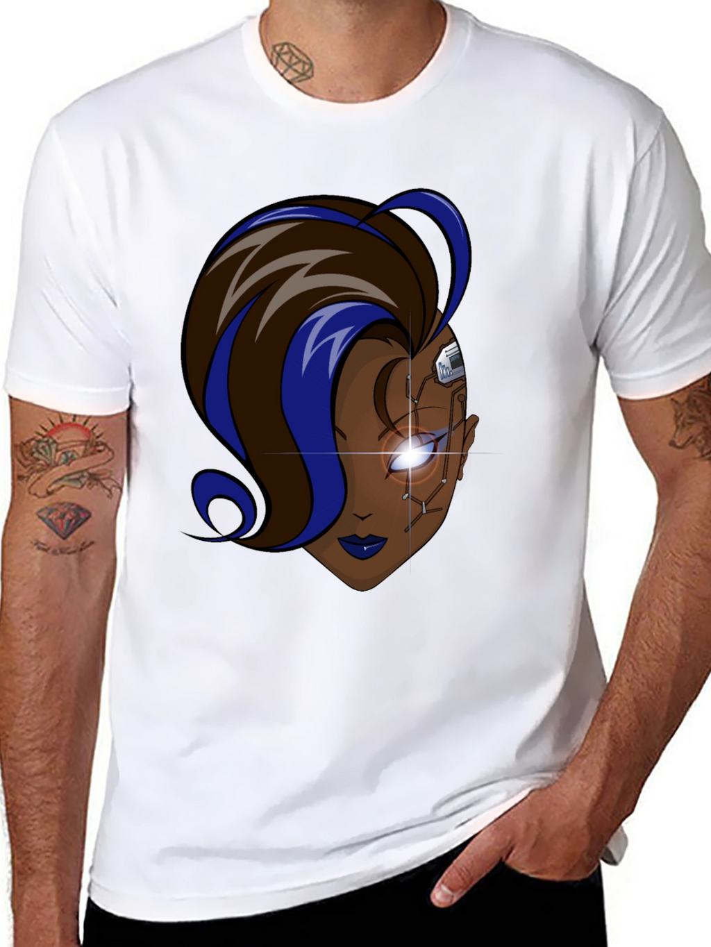 Cyberpunk Woman Graphic Black T-Shirt