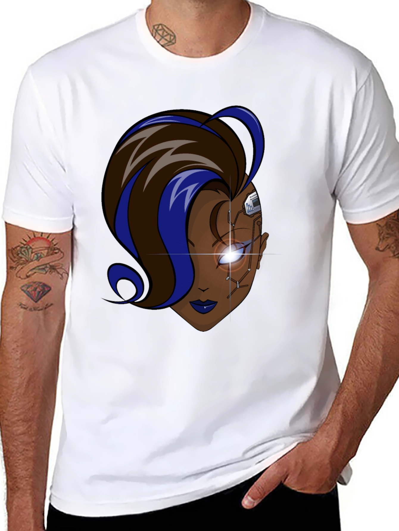 Cyberpunk Woman Graphic Black T-Shirt