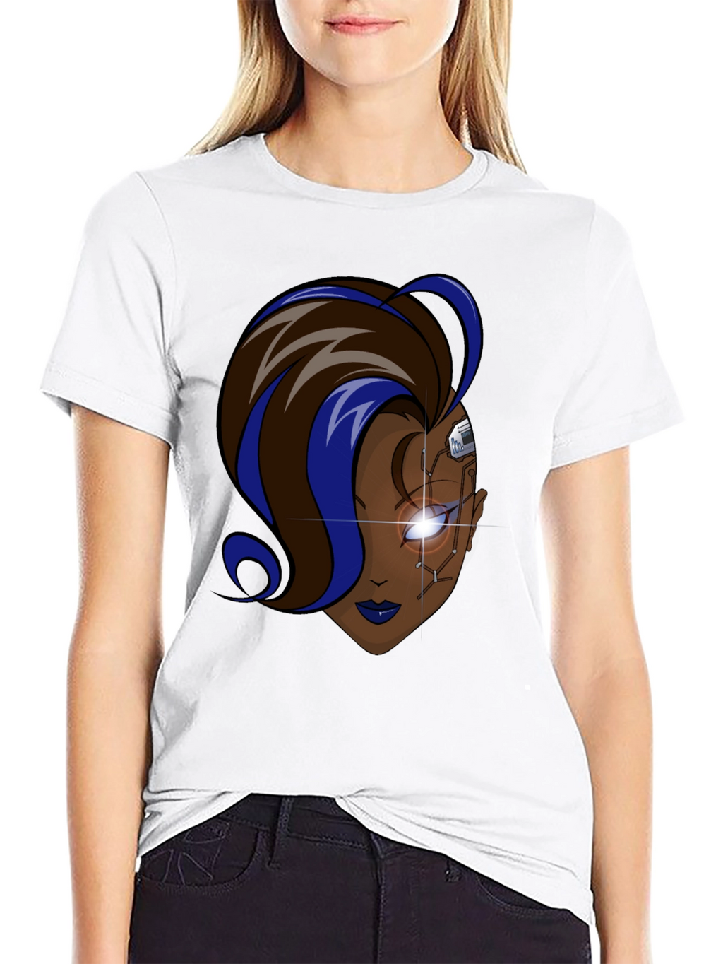 Cyberpunk Woman Graphic Black T-Shirt