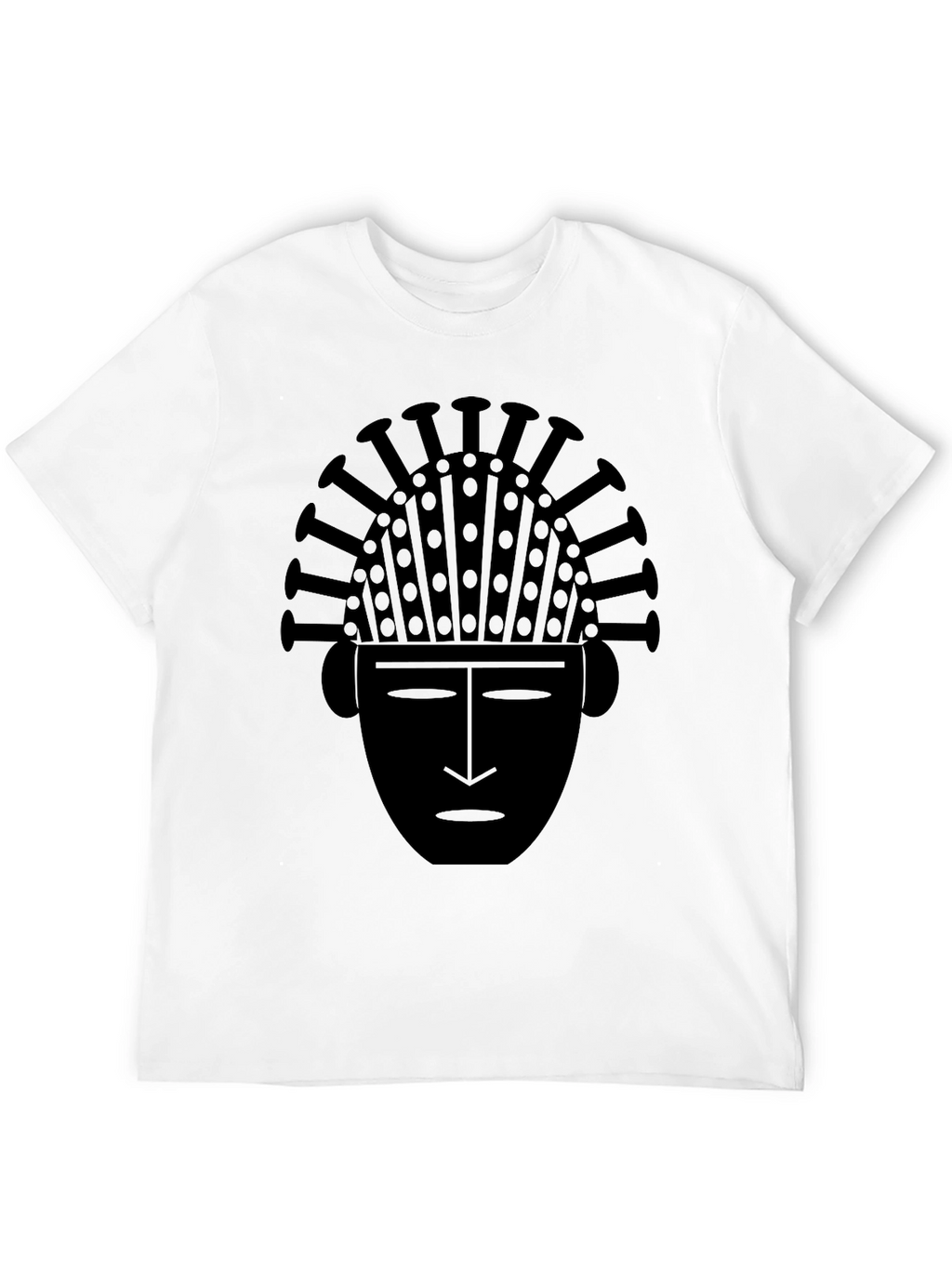 Tribal Mask Graphic Tee - Black Cotton T-Shirt