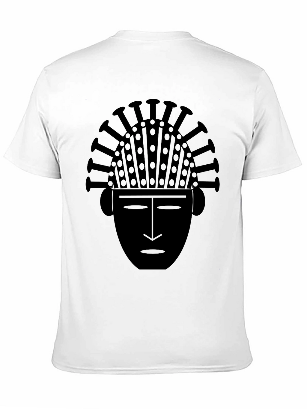Tribal Mask Graphic Tee - Black Cotton T-Shirt