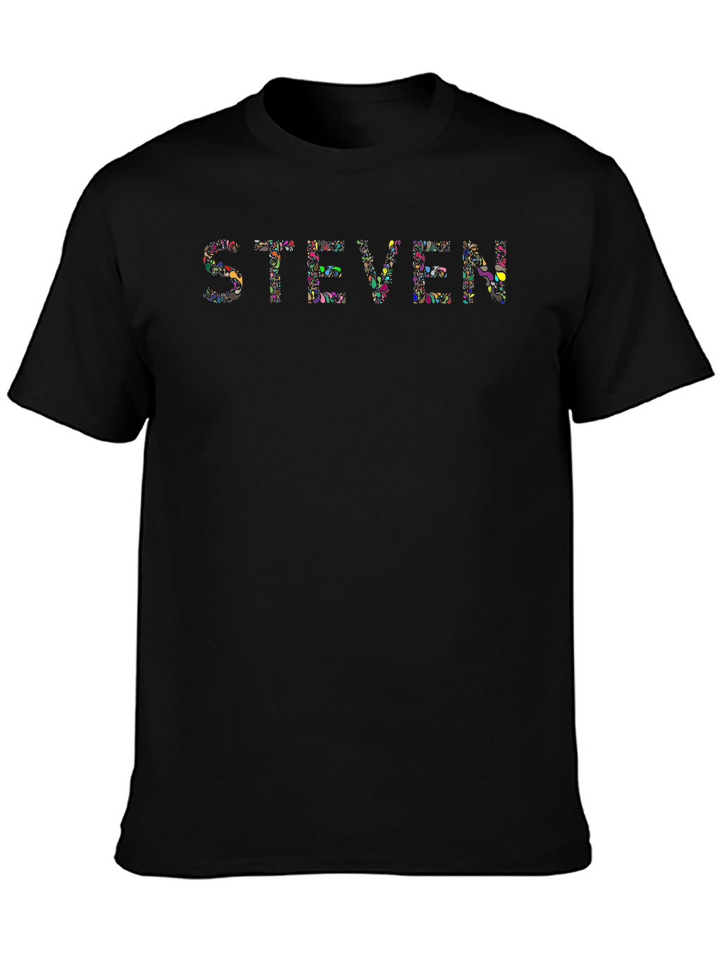 Steven Floral Print Black T-Shirt