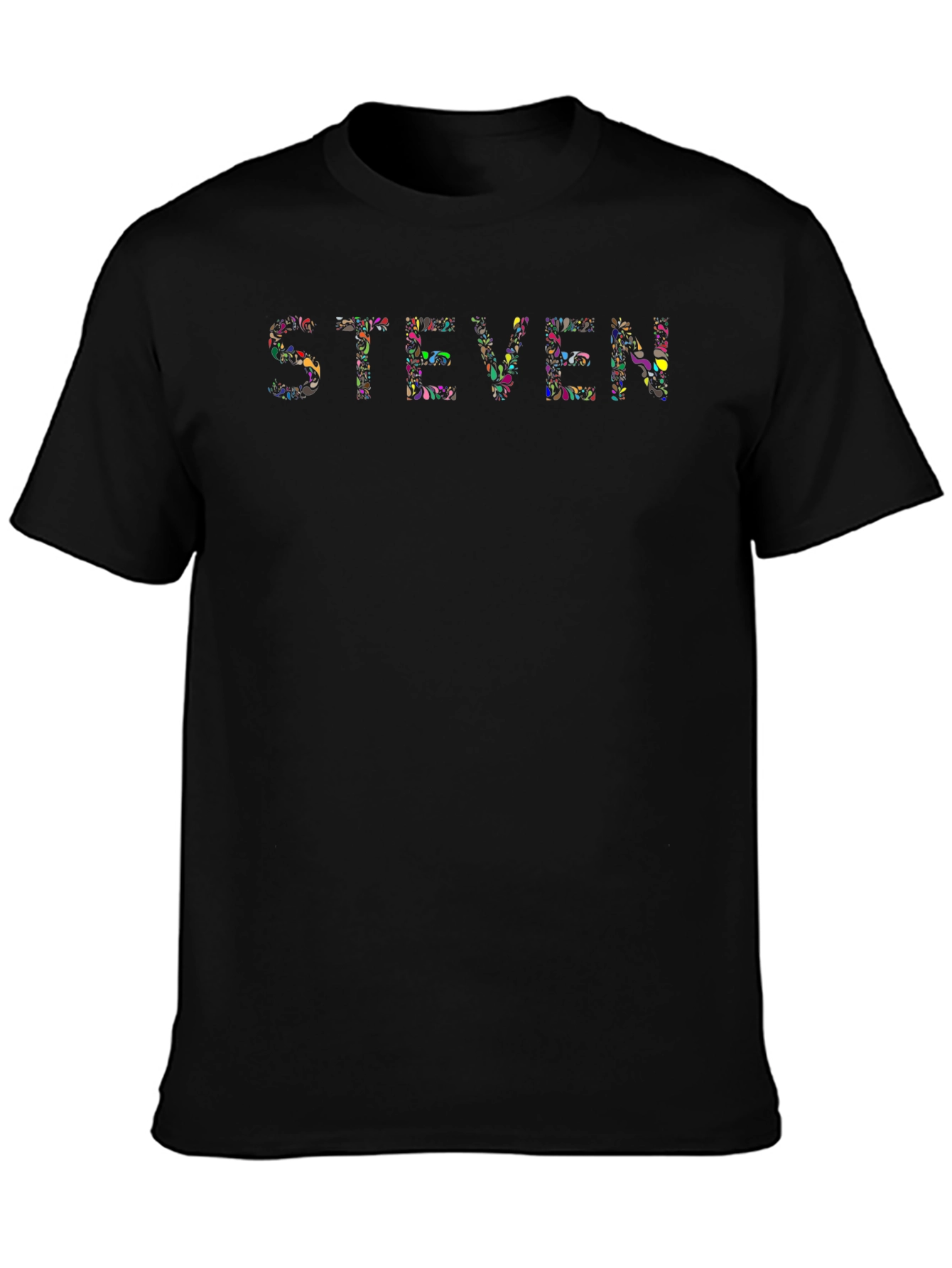 Steven Floral Print Black T-Shirt