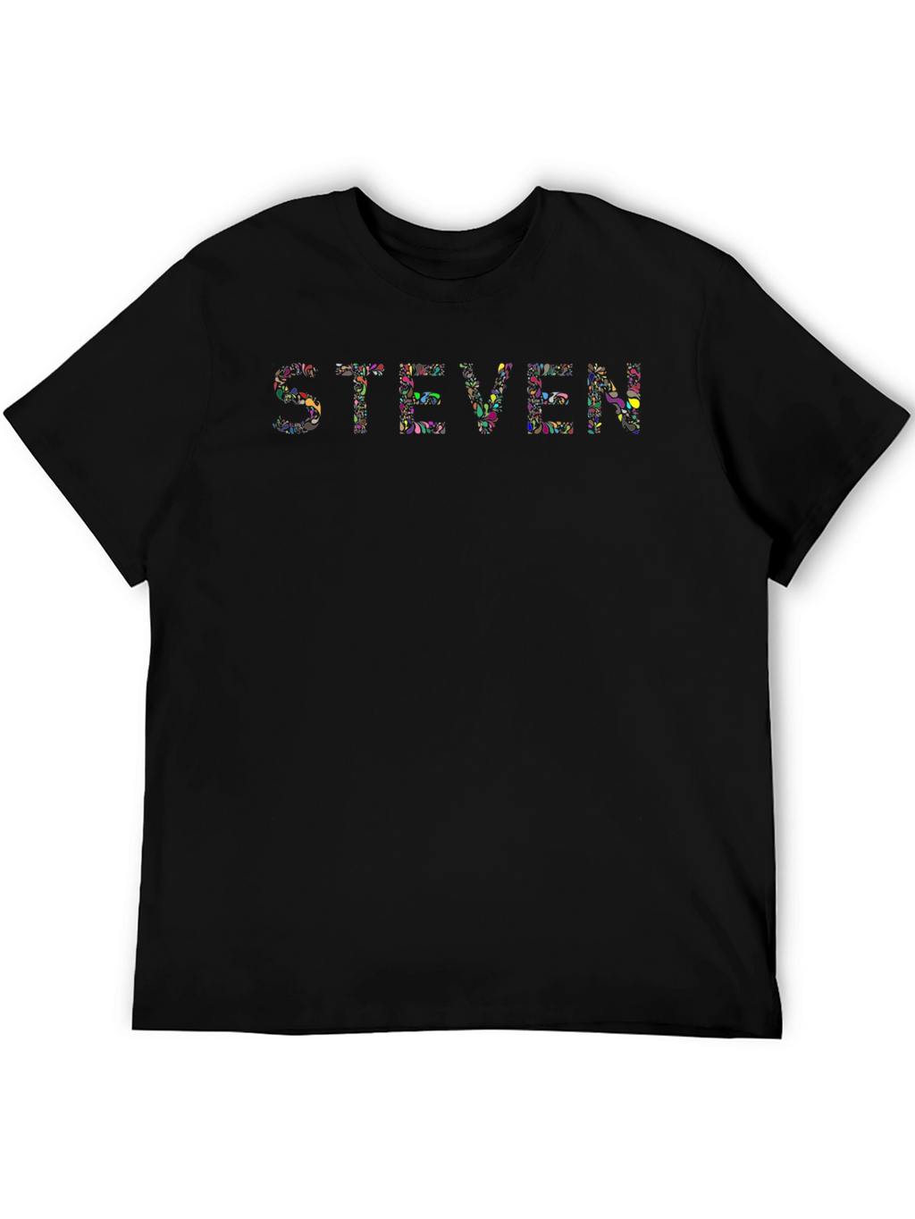 Steven Floral Print Black T-Shirt