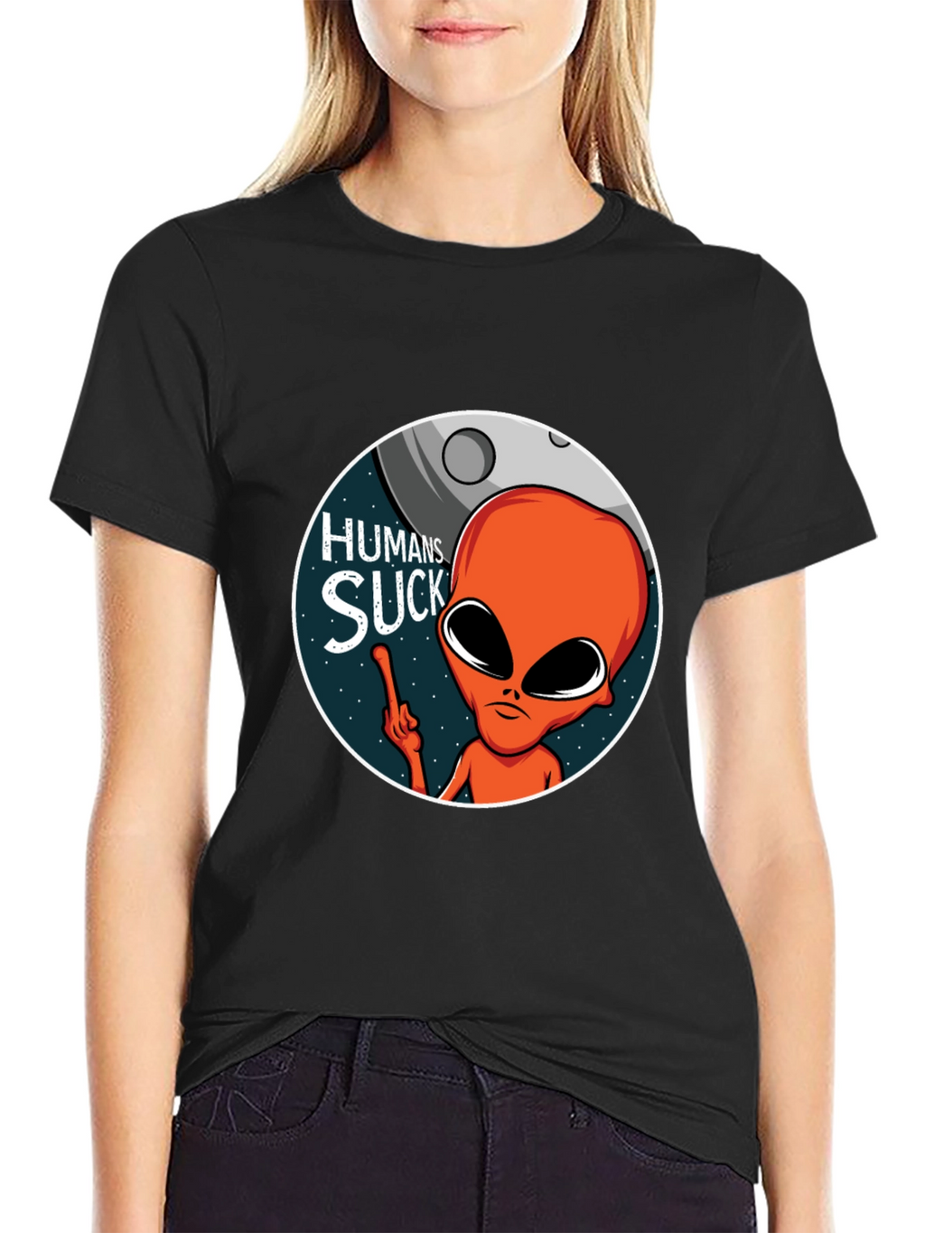Humans Suck Alien Graphic T-Shirt