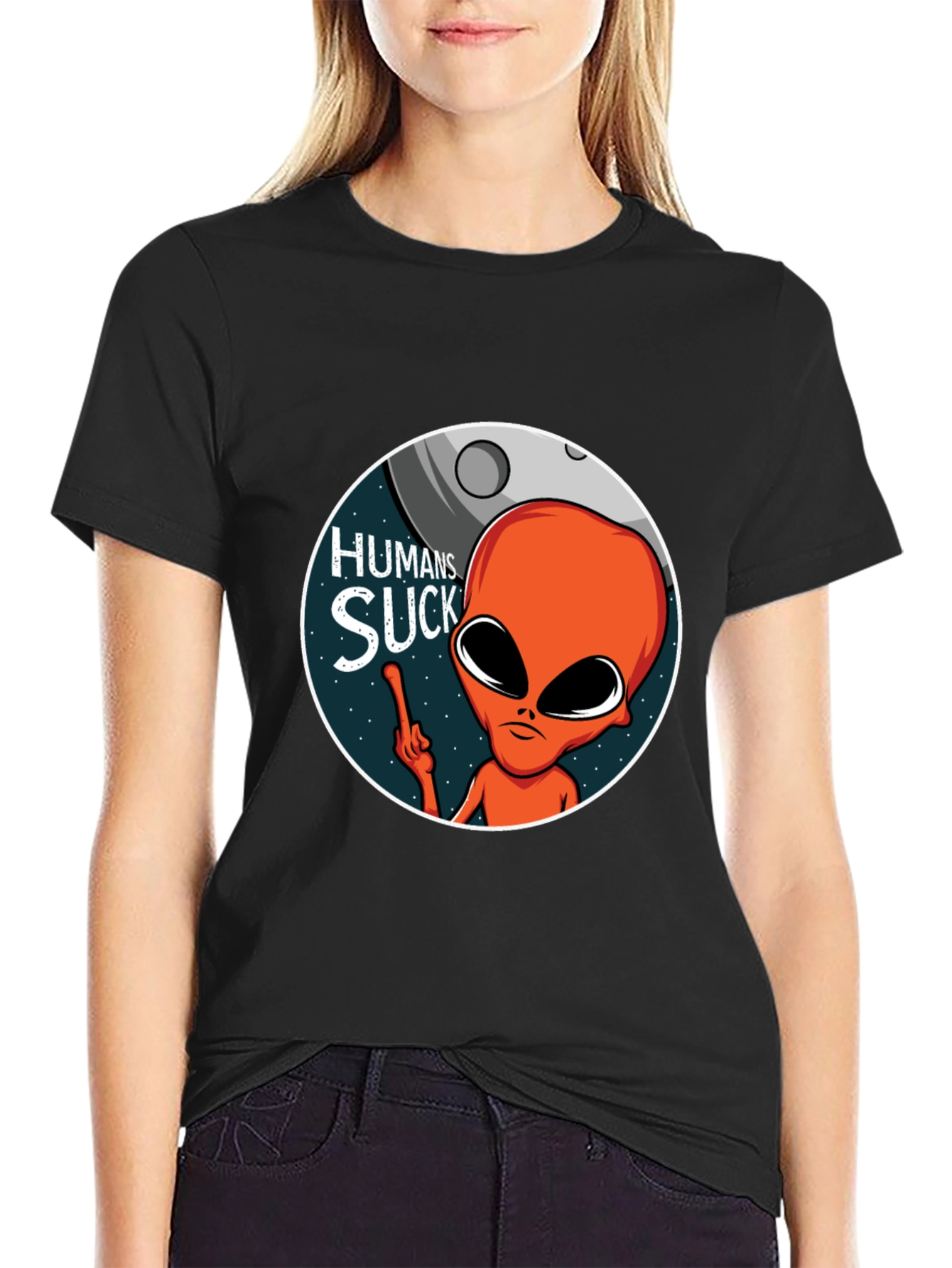 Humans Suck Alien Graphic T-Shirt