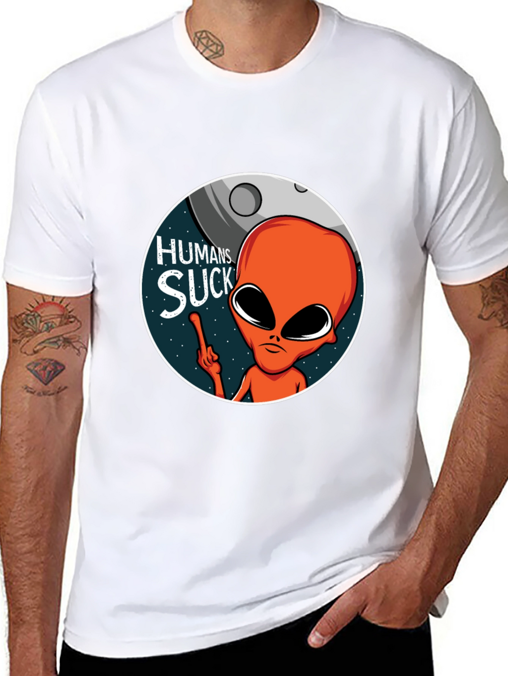 Humans Suck Alien Graphic T-Shirt